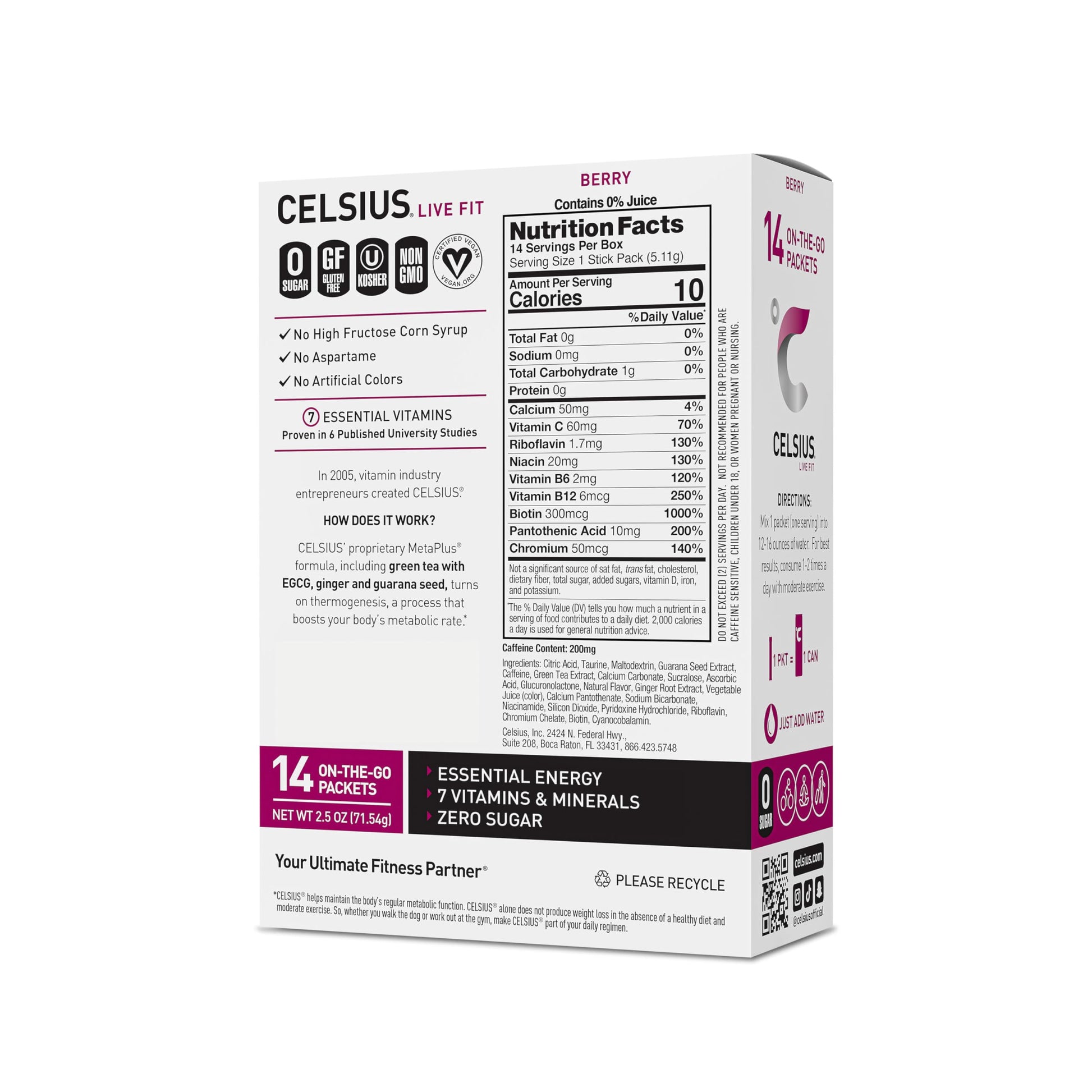 CELSIUS On-the-Go Powder Stick Packs, Zero Sugar (14 Sticks per Pack), Berry, 2.5 Ounce CELSIUS Au supplements