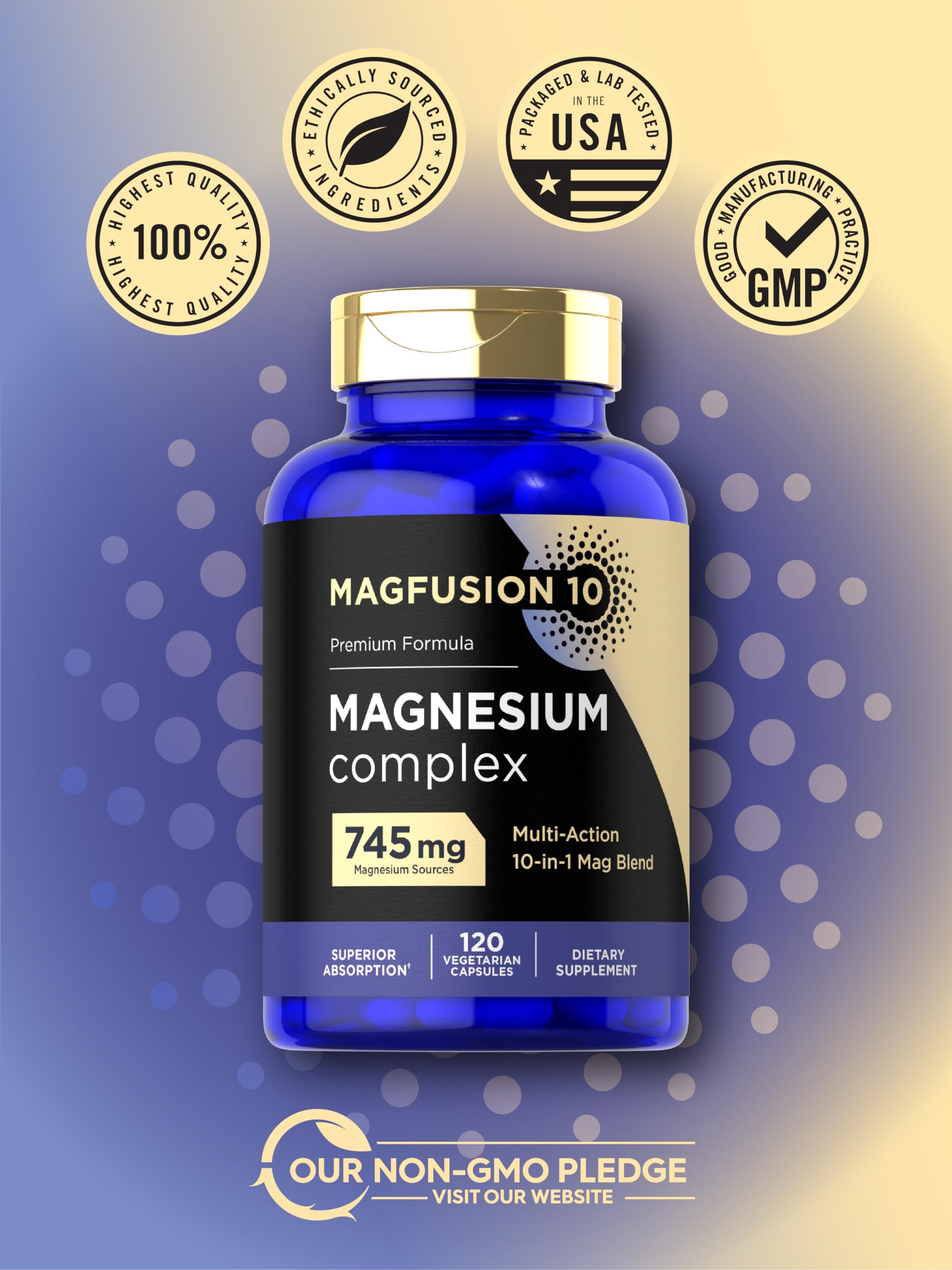 Magfusion-10 Magnesium Complex Supplement 745mg | 120 Capsules | 10 in 1 Blend | Vegetarian, Non-GMO, Gluten Free Magfusion-10 Au supplements