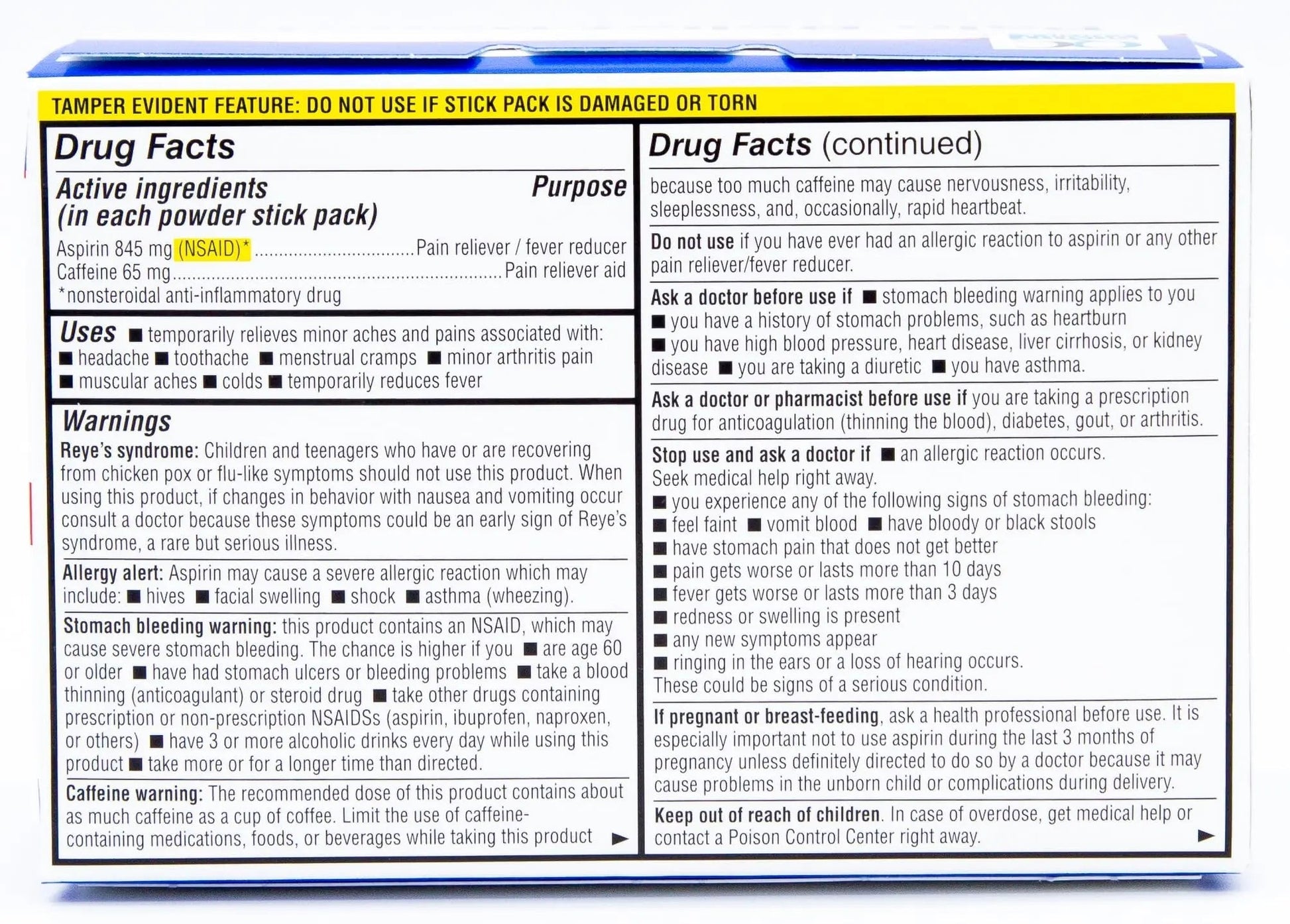 Quality Choice Fast Pain Relief Powder, Contains 50 Powder Packets for Rapid Pain Relief. Contains Aspirin & Caffiene Quality Choice Au supplements