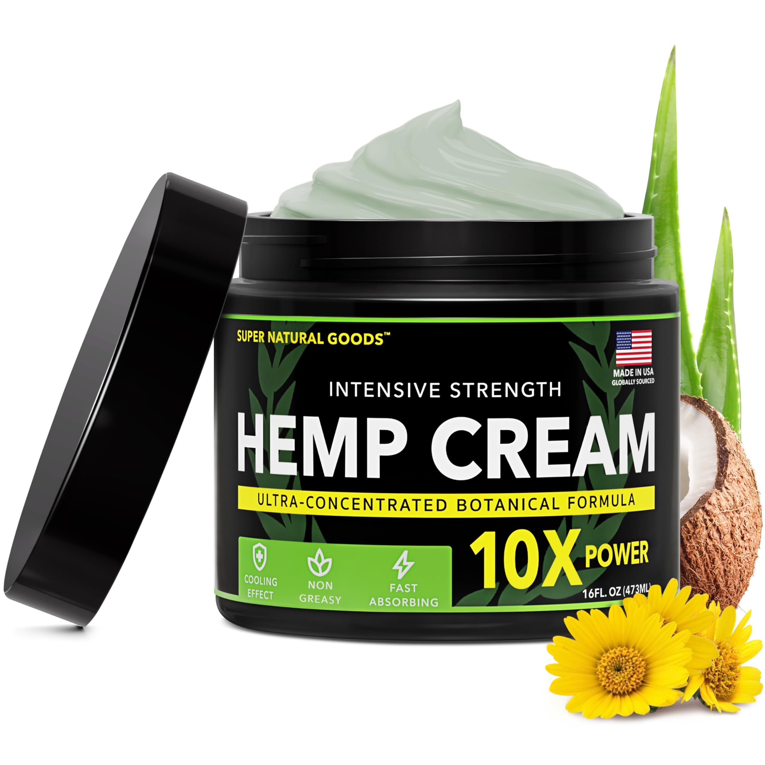 Super Natural Goods Hemp Cream with Hemp Oil, Turmeric, Arnica & Menthol – Botanical Cream with a Cooling Sensation for Localized Application (16oz) Super Natural Goods Au supplements