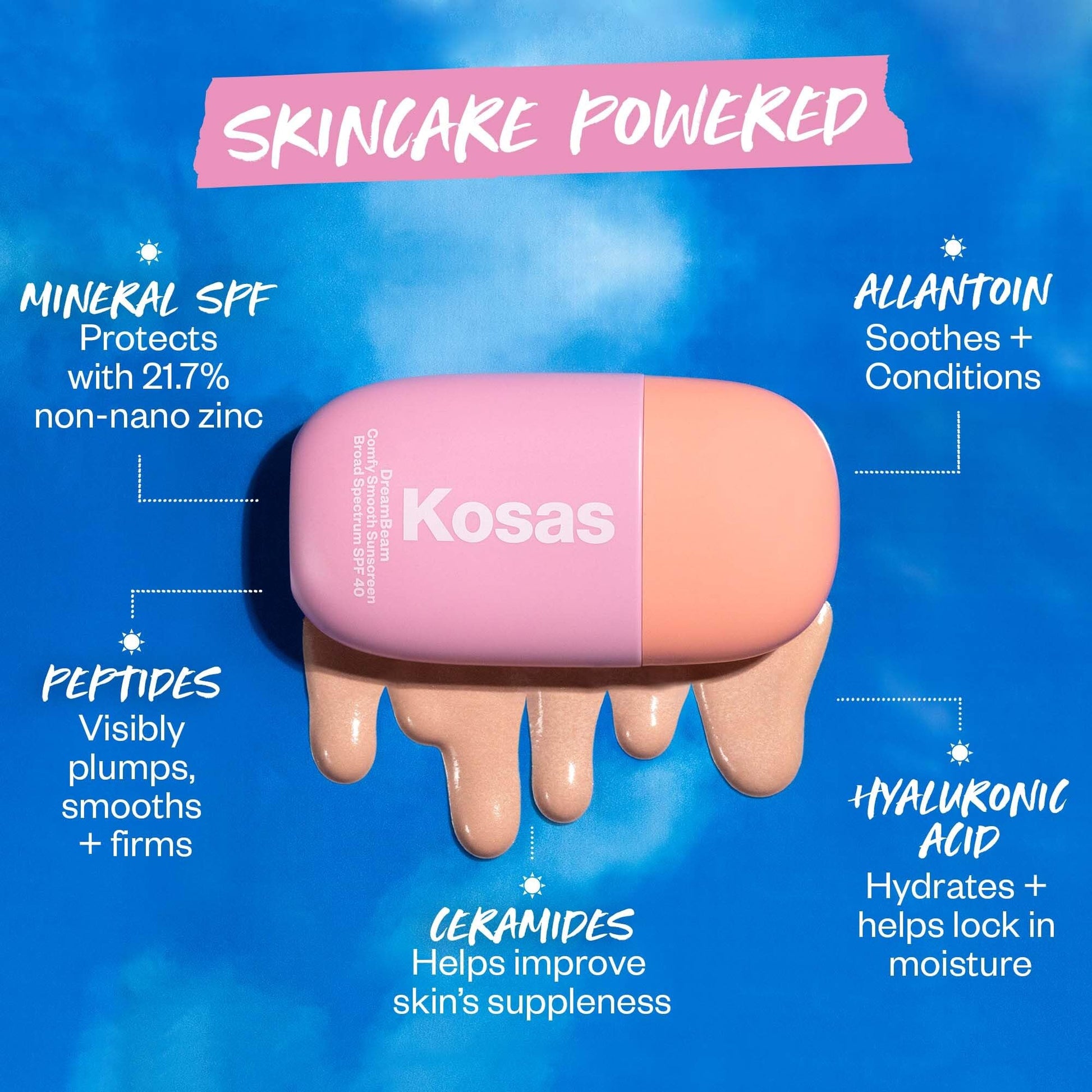 Kosas DreamBeam SPF 40 Mineral Sunscreen for Face + Makeup Prep – Lightweight Hydrating Sun Protection, 40 ml Kosas Au supplements