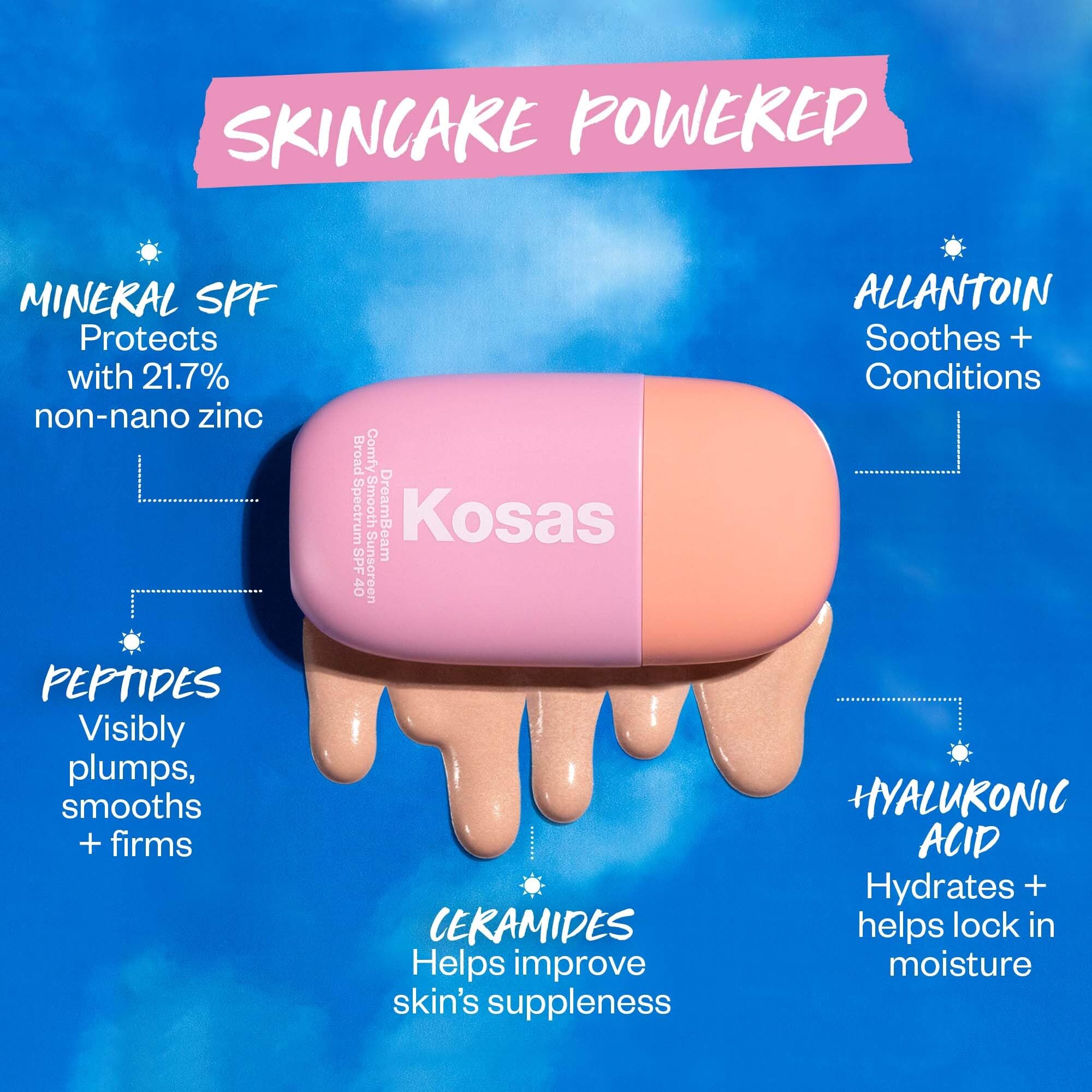 Kosas DreamBeam SPF 40 Mineral Sunscreen for Face + Makeup Prep – Lightweight Hydrating Sun Protection, 40 ml Kosas Au supplements