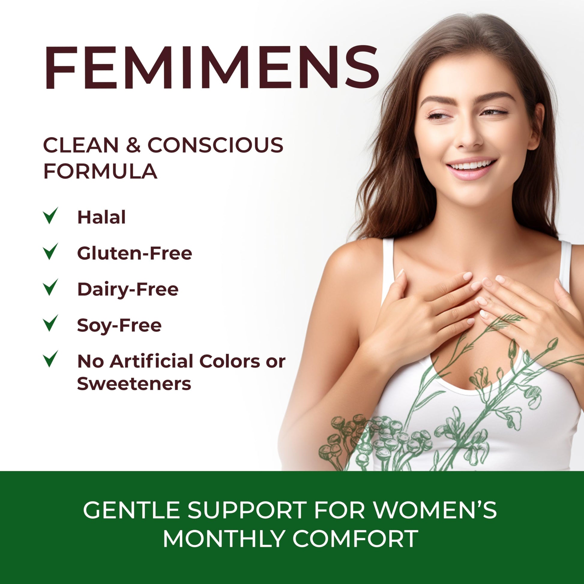 FEMIMENS – PMS Support Supplement for Women – PMS Relief for Women & Menstrual Cramp Relief – Hormonal Balance for Women – Chasteberry Vitex, Ashwagandha, Ginger, Fenugreek – 120 Vegan Capsules Ananta Medicare USA Au supplements