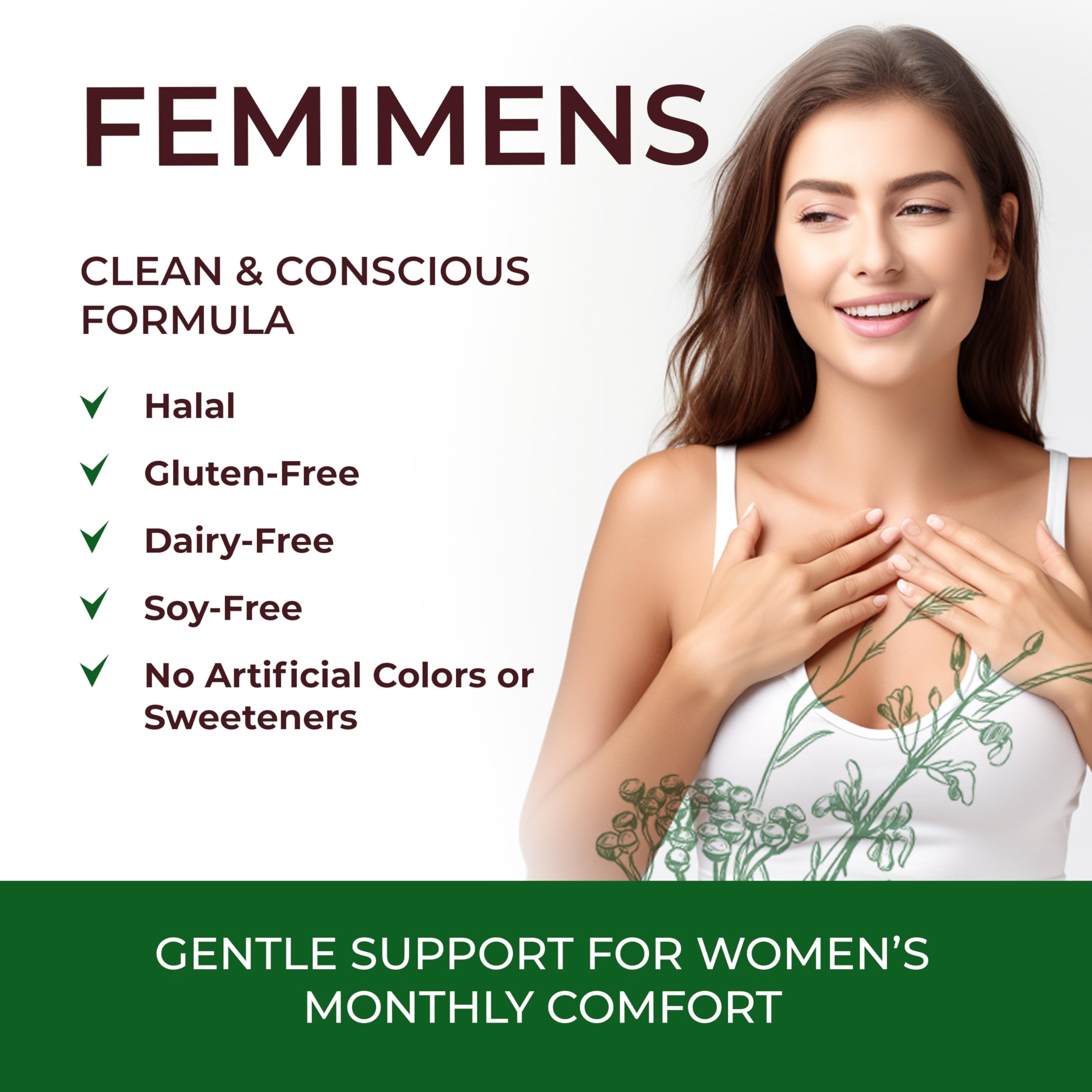 FEMIMENS – PMS Support Supplement for Women – PMS Relief for Women & Menstrual Cramp Relief – Hormonal Balance for Women – Chasteberry Vitex, Ashwagandha, Ginger, Fenugreek – 120 Vegan Capsules Ananta Medicare USA Au supplements
