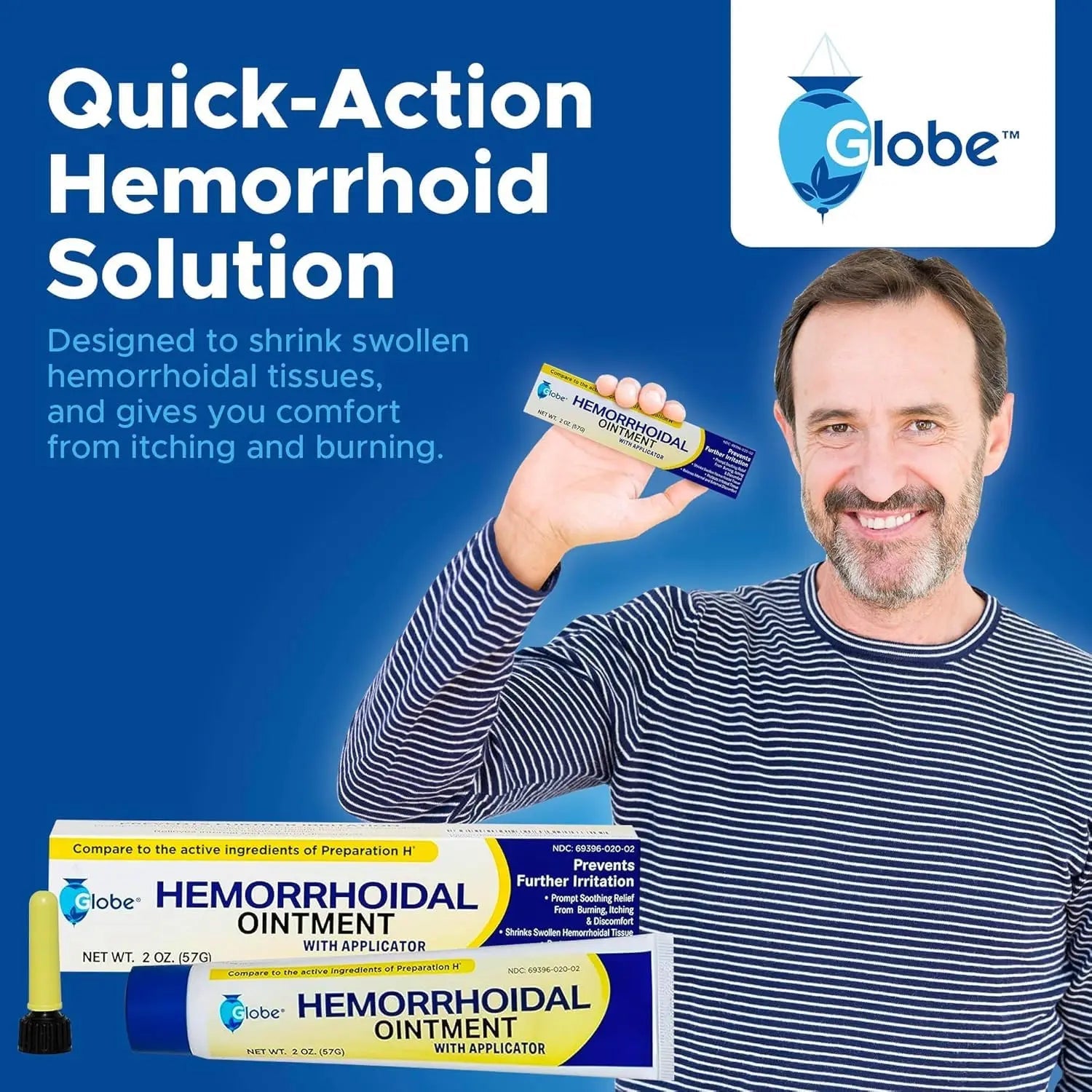 Globe Hemorrhoidal Ointment, Phenylephrine HCl, Petrolatum, Mineral Oil, Relief from Burning, Itching and Discomfort of Hemorrhoids, 2 Ounces (4 Pack) Globe Au supplements