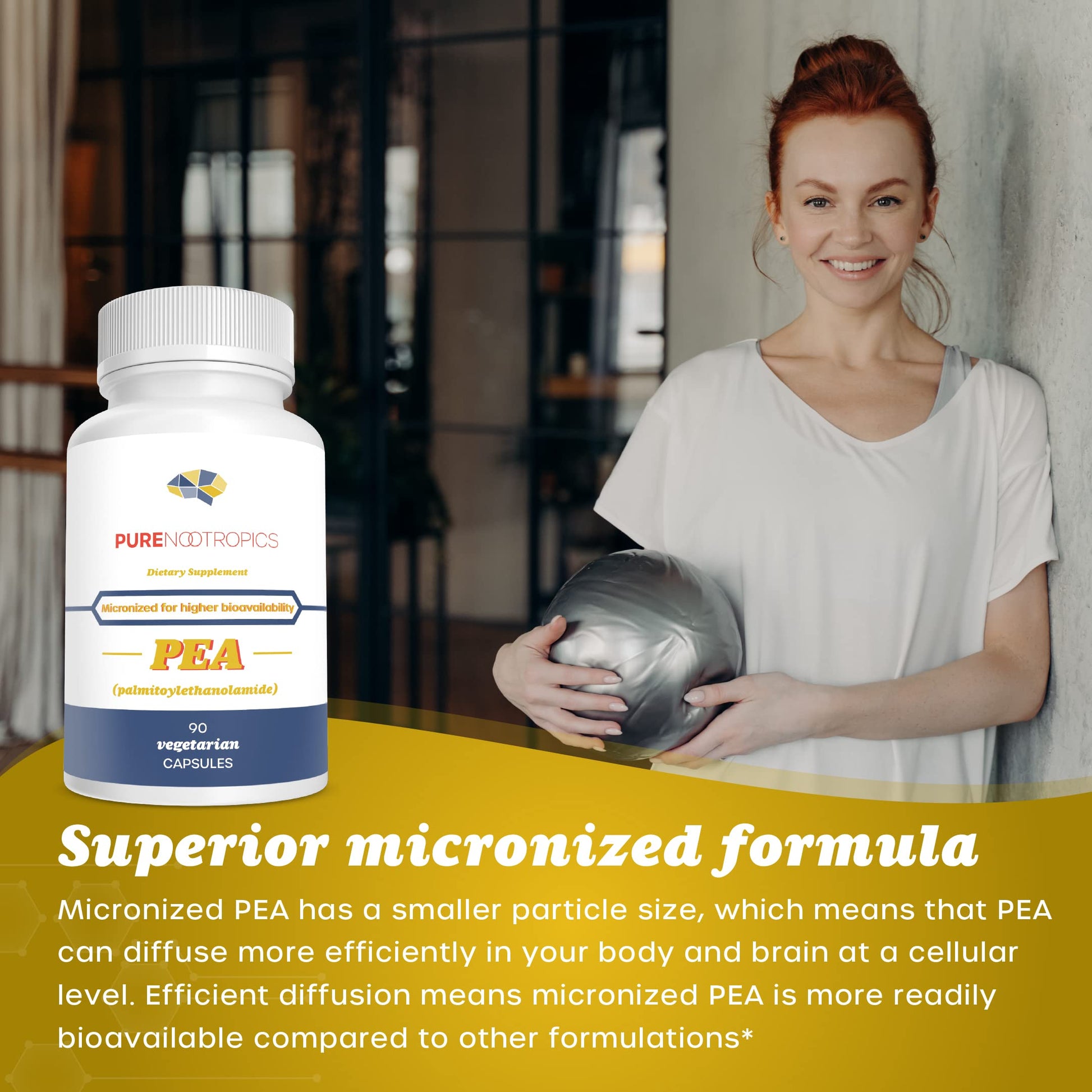 Pure Nootropics - Palmitoylethanolamide (Micronized Pea) 400 mg Capsules | 90 Veg Caps Value Pack | Supports Relief from Occasional Discomfort | Supports Immune System Pure Nootropics Au supplements