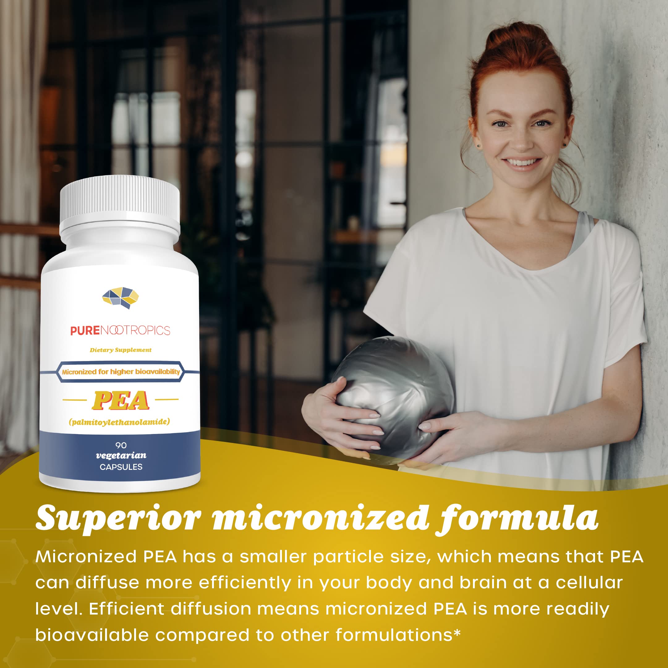 Pure Nootropics - Palmitoylethanolamide (Micronized Pea) 400 mg Capsules | 90 Veg Caps Value Pack | Supports Relief from Occasional Discomfort | Supports Immune System Pure Nootropics Au supplements