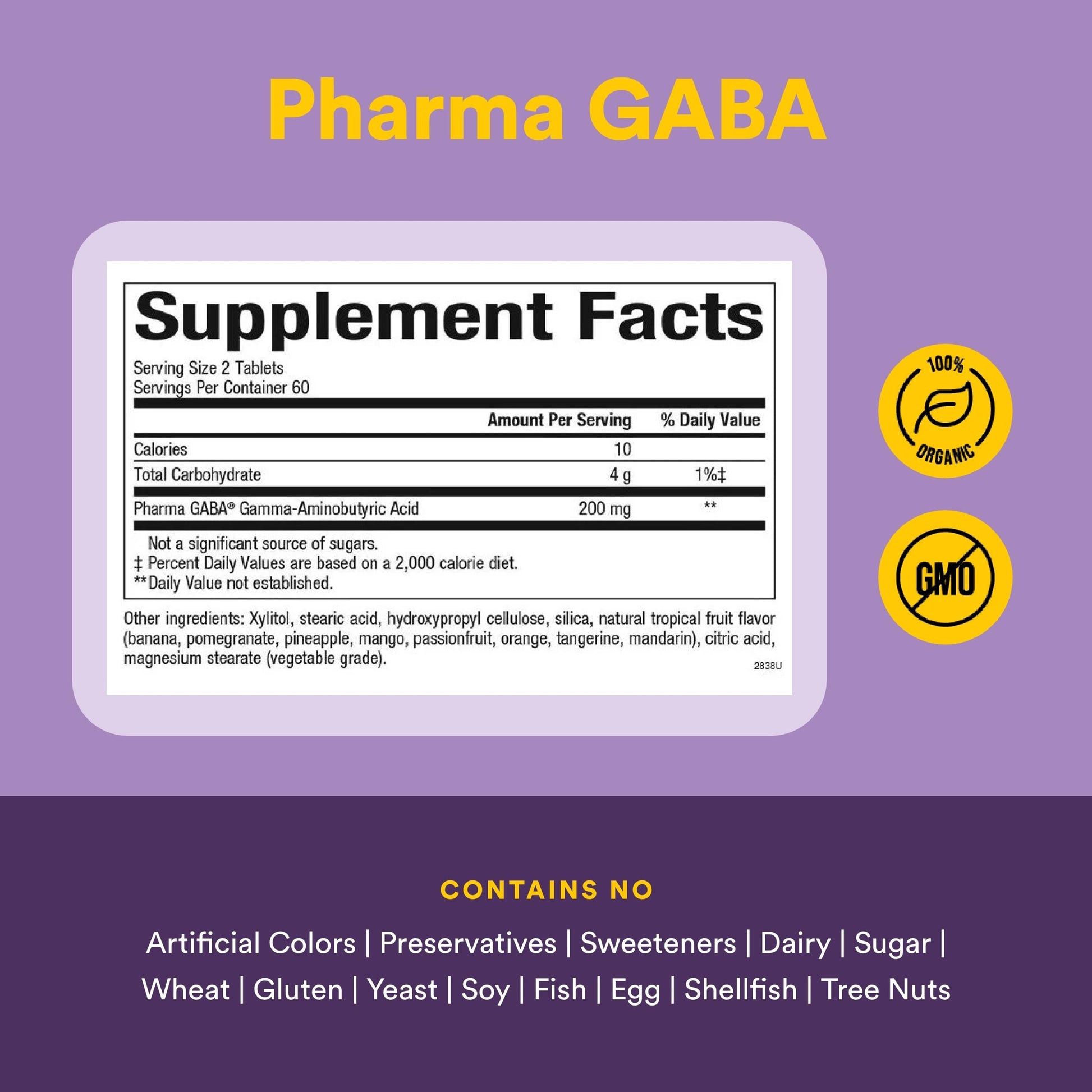Natural Factors Pharma GABA - Dietary Supplement Supports Calm Sleep & Sleep Quality - Natural, Fast-Working Supplement Aids Focus & Brain Health - 120 Chewable Tablets (60 Servings) Natural Factors Au supplements
