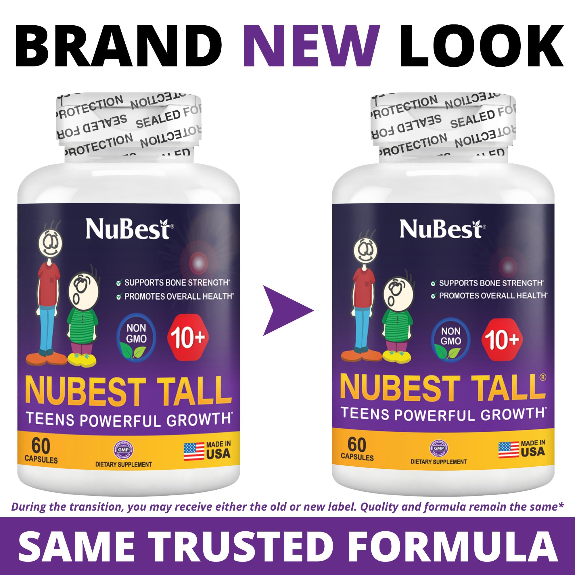 NuBest Tall 10+ Premium Bone Strength Formula, Enhanced Immunity and Overall Health for Age 10+ with Calcium, Vitamin D3, Vitamin K2, and Multivitamins | 60 Capsules | 1 Month Supply NuBest Au supplements