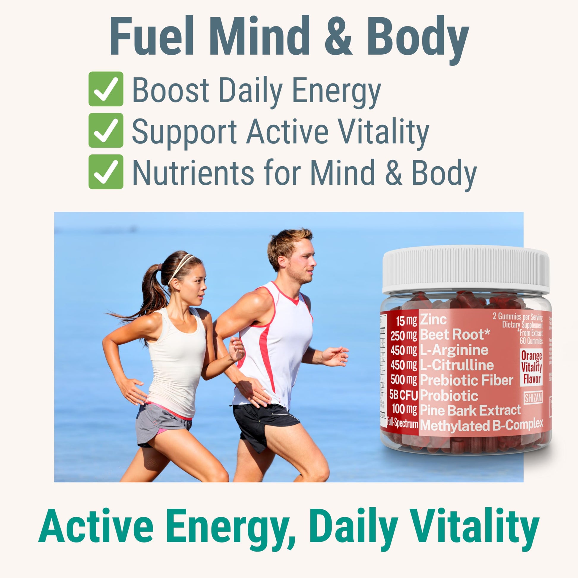 Pine Bark Extract L-Arginine L-Citrulline Beetroot Probiotic Fiber Methylated B Complex Zinc Gummies for Women Men Adults Kids w. Chicory Root Inulin 5-MTHF B6 P5P Powder Capsule Pill Supplement Alt SHIZAM Au supplements