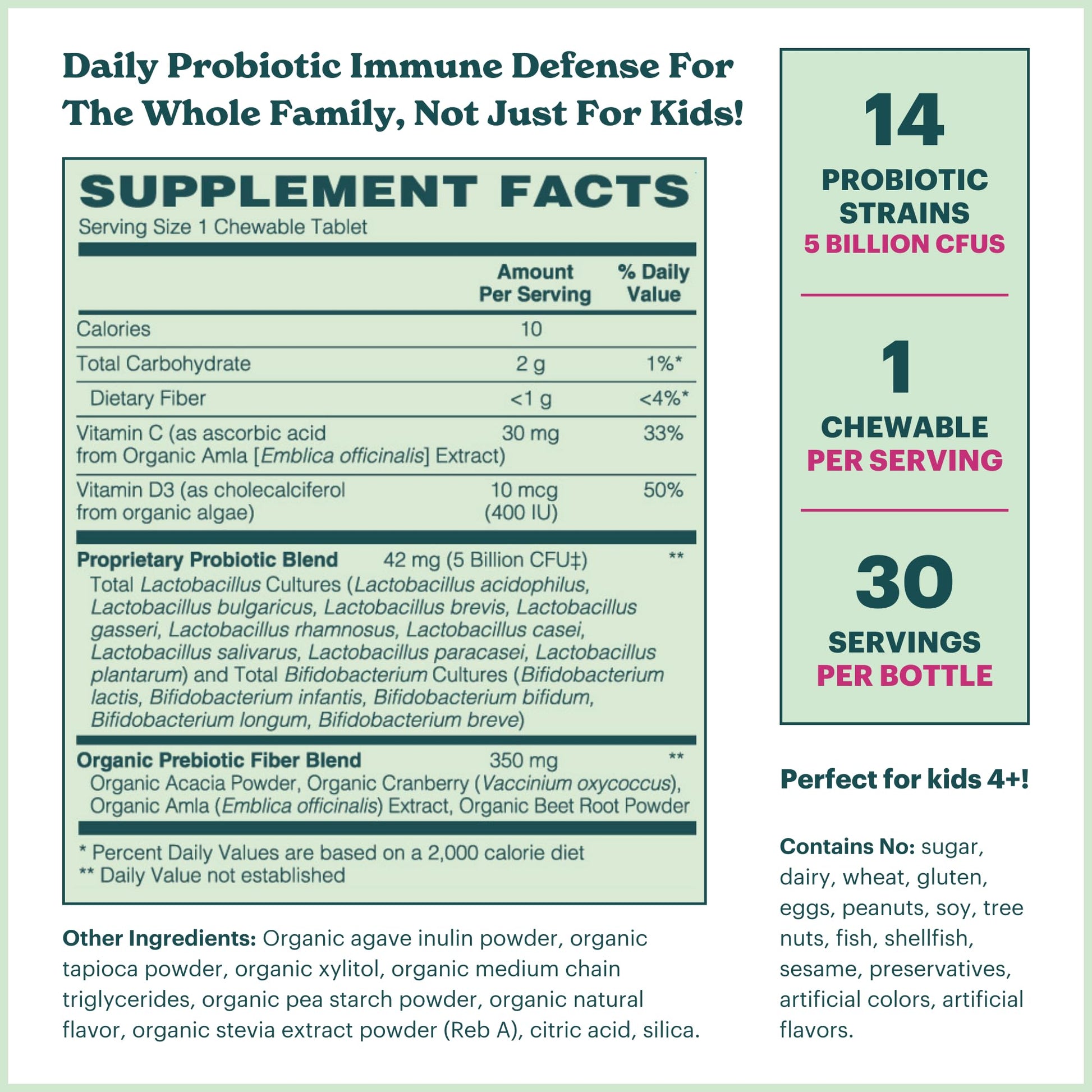 MamaDoc Rx Certified Organic Kids & Teens Probiotic Immune Defense - 5 Billion CFUs | Sugar Free, Vegan, Gluten-Free | 14 Probiotic Strains, Prebiotics, Vitamin C & D | 30 Chewable Tablets, Ages 4+ MamaDoc Rx Au supplements