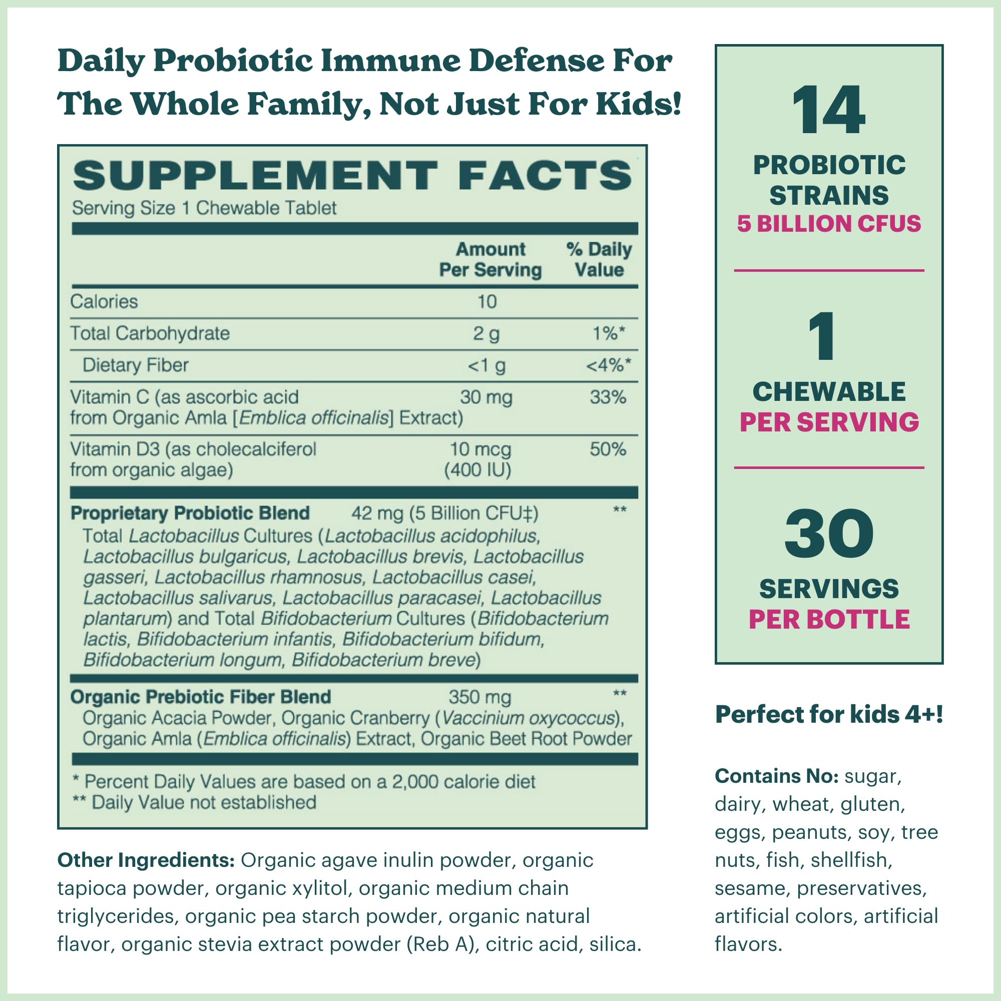 MamaDoc Rx Certified Organic Kids & Teens Probiotic Immune Defense - 5 Billion CFUs | Sugar Free, Vegan, Gluten-Free | 14 Probiotic Strains, Prebiotics, Vitamin C & D | 30 Chewable Tablets, Ages 4+ MamaDoc Rx Au supplements