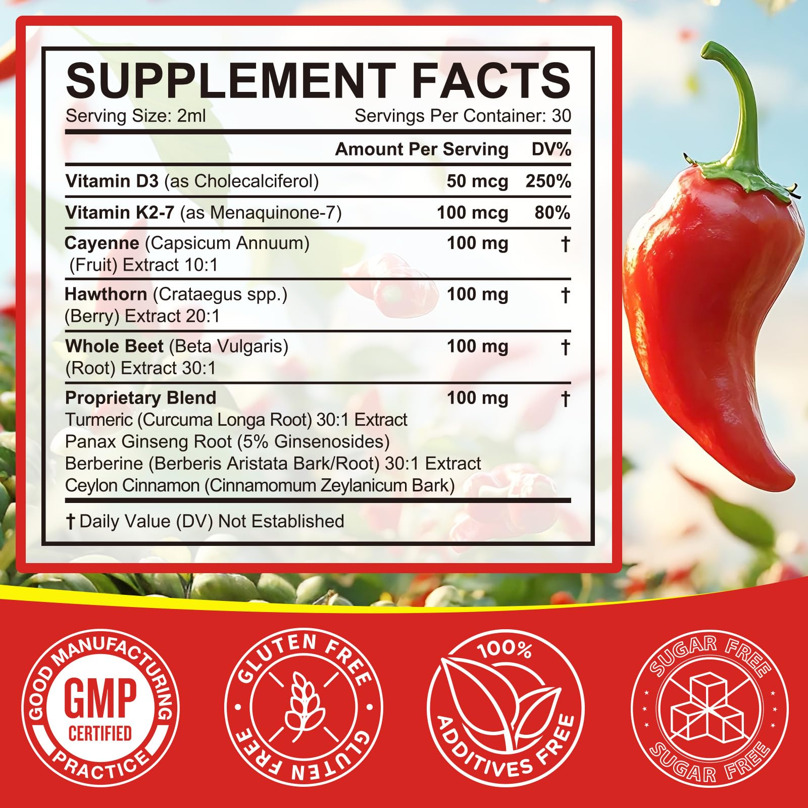 Cayenne Pepper Drops, Cayenne Pepper Extract with Herbal Blend - Includes Hawthorn, Beet Root & Turmeric (1Pack) WHLH & WELL-BEING Au supplements