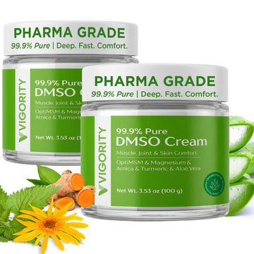 Vigority DMSO Cream 99.9% Pure for Topical Joint, Muscle Comfort - DMSO Pharmaceutical Grade Cream with Arnica, Magnesium, Turmeric, OptiMSM, Aloe Vera 2 Pack Vigority Au supplements