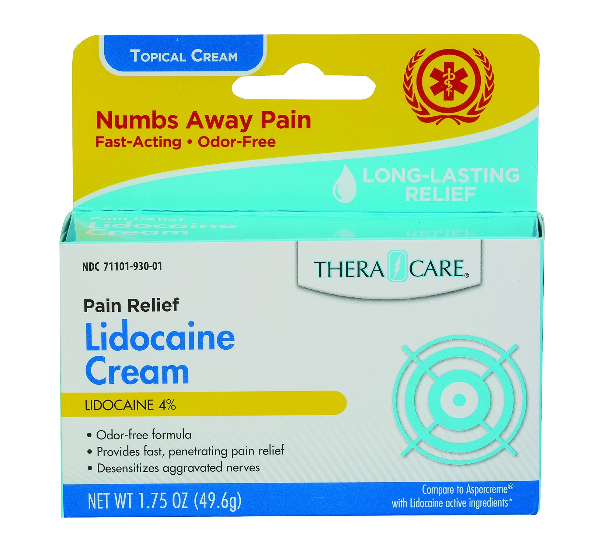Thera|Care Maximum Strength OTC Lidocaine Cream | Numbs Away Pain | Long-Lasting Relief | Non-Greasy | 1.75 Oz Thera Care Au supplements