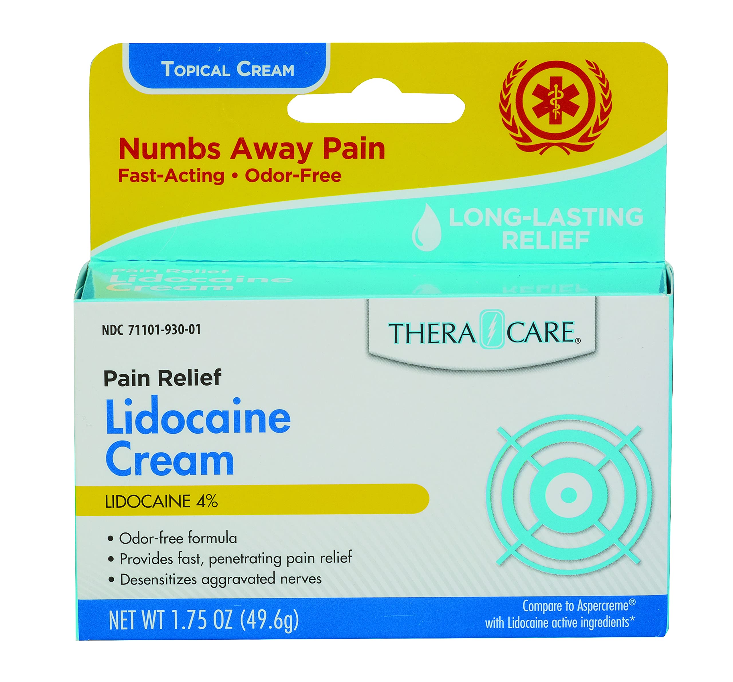Thera|Care Maximum Strength OTC Lidocaine Cream | Numbs Away Pain | Long-Lasting Relief | Non-Greasy | 1.75 Oz Thera Care Au supplements