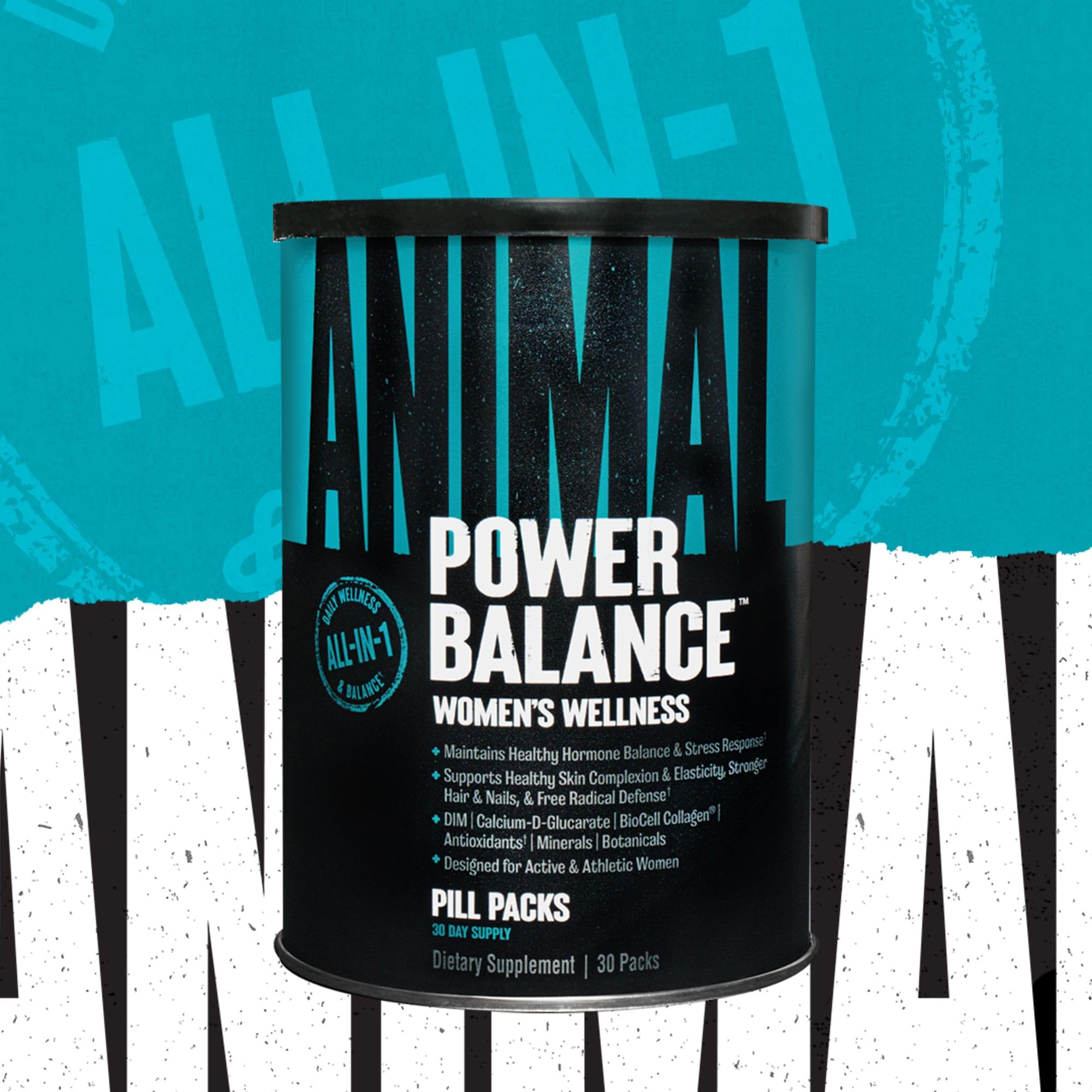 Animal Power Balance – Women's Alpha F Comprehensive Formula – Supports Hormonal Balance, Complexion, Hair, Nails, Mood and Stress, Intestinal Health, & Bone and Joint Health – 30 Packs Animal Au supplements