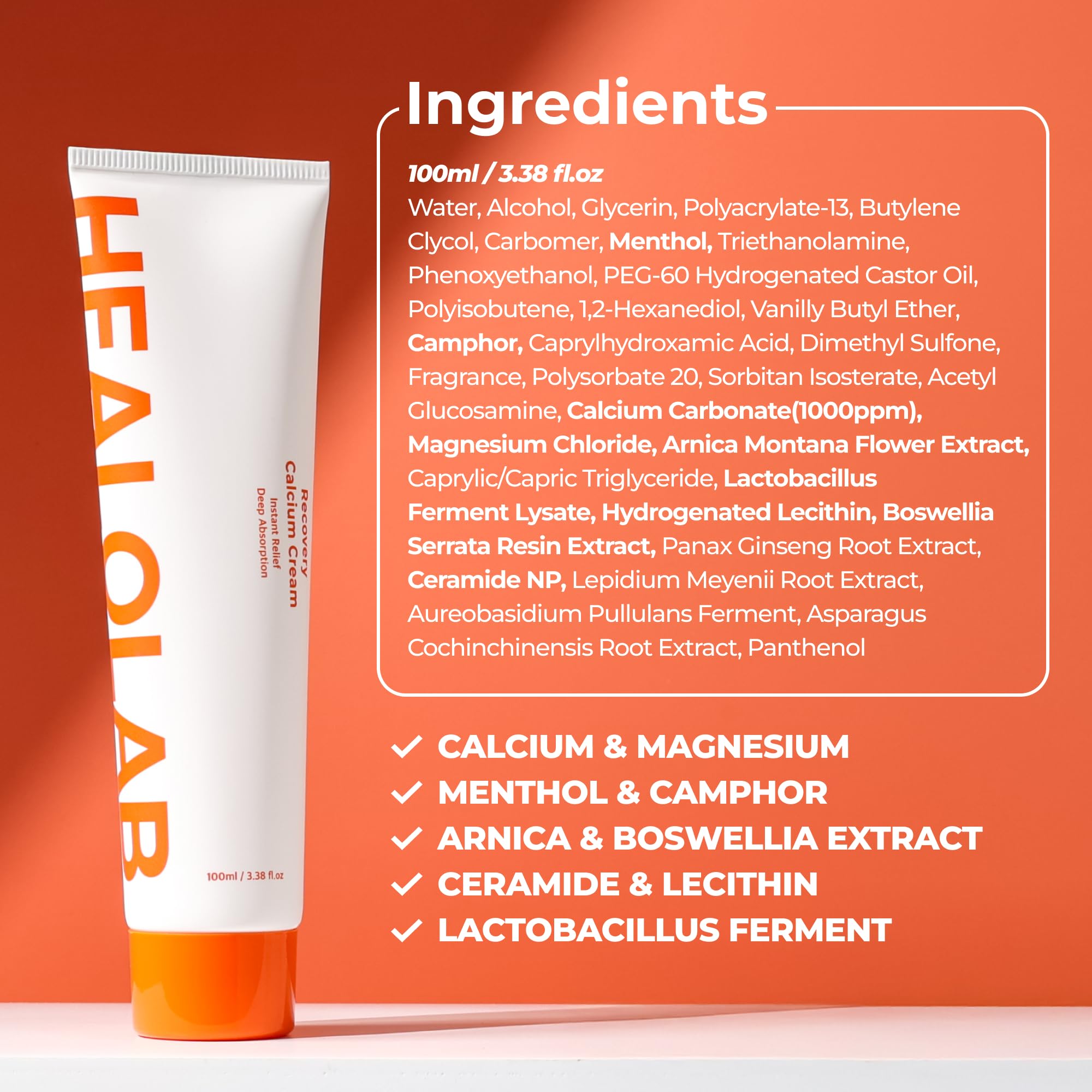 HEALOBEAM Relaxing Calcium Cream Fast Muscle & Joint Relief for Shoulder, Elbow, and Back – MSM, Magnesium Complex – Warm Sensation HEALOBEAM Au supplements