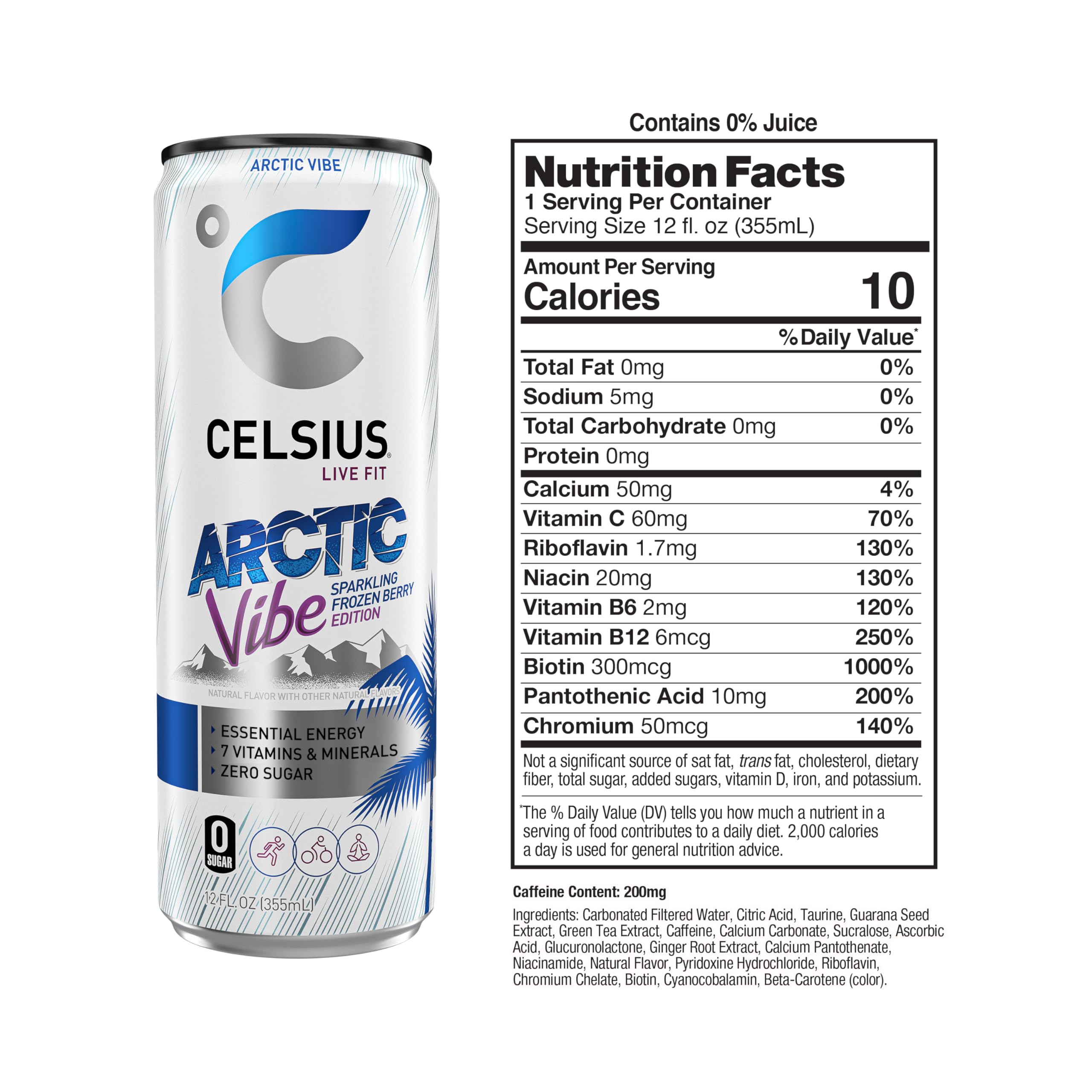 CELSIUS Arctic Vibe Sparkling Frozen Berry, Functional Essential Energy Drink, 12 Fl Oz CELSIUS Au supplements