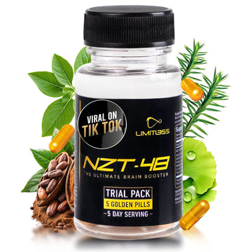 Nootropic Premium Brain Booster - Brain Supplement for Memory + Focus + Natural Energy - Caffeinated, Phosphatidylserine, Vitamins B6 B12-5ct Capsules - Travel Pack NZT-48 Au supplements