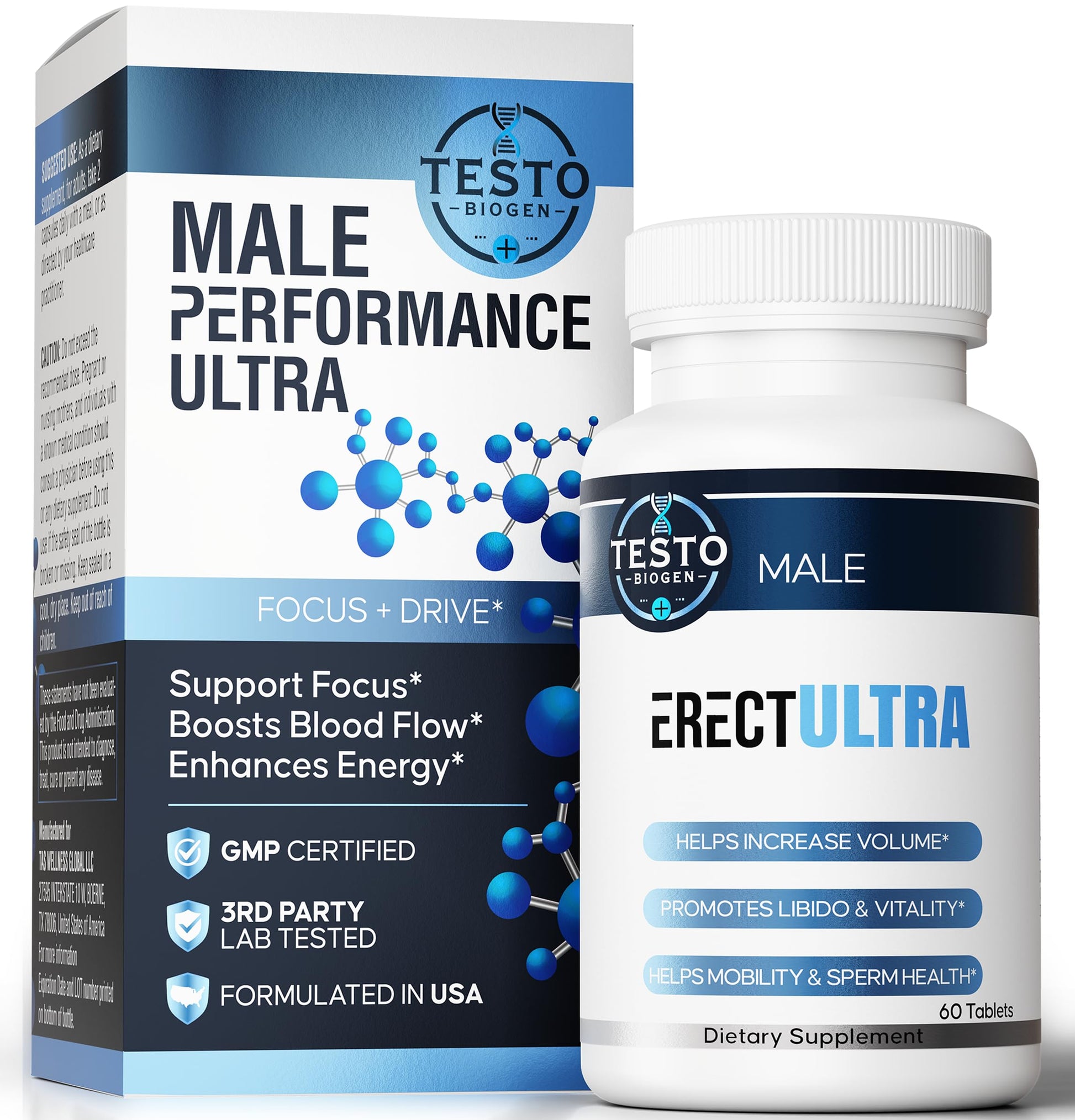 Male Enhancing Supplement - Fast Acting Performance Pills for Men for Blood Flow - Size & Stamina - Testosterone Booster, Maca Root, Epimedium,Tongkat Ali Dietary Supplement 60 Tablets TESTO BIOGEN Au supplements