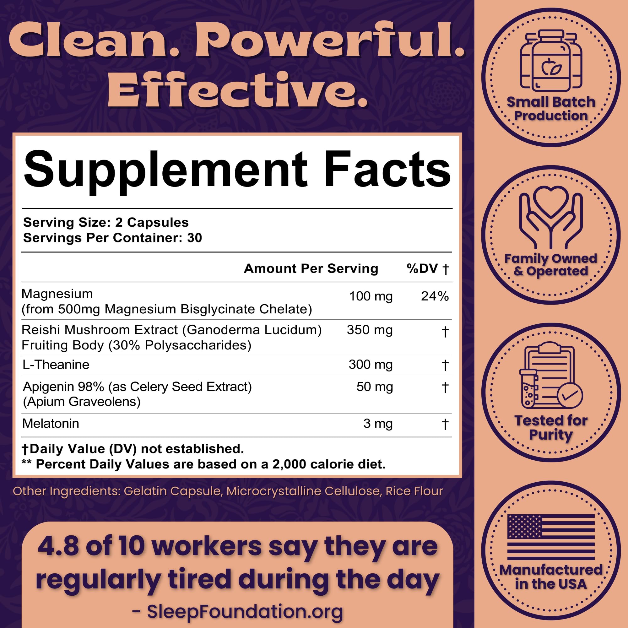 Local Nutrition Natural Sleep Aid with Magnesium Glycinate, Reishi Mushroom Extract, L-Theanine, Apigenin, and Melatonin - Sleep Supplement for Adults Seeking Deep Rest - 60 Capsules, Made in The USA Local Nutrition Au supplements
