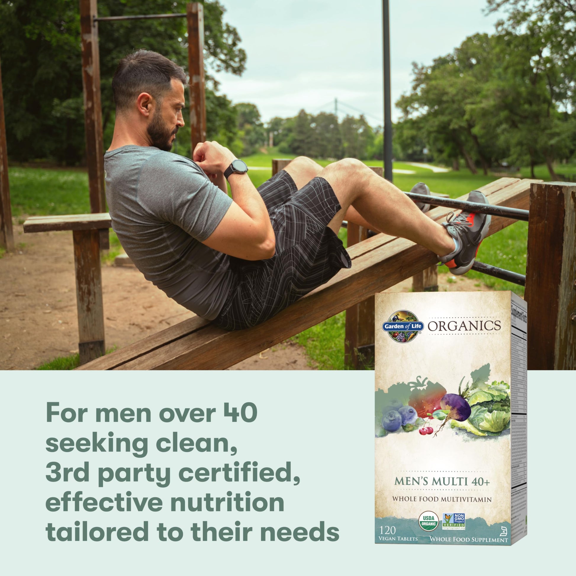 Garden of Life Organics Men's 40+ Multivitamin with Prostate Support, B12 & Vitamins – Vegan Daily Whole Food Multivitamin, Non-GMO, Certified Organic, 120 Tablets Garden of Life Au supplements