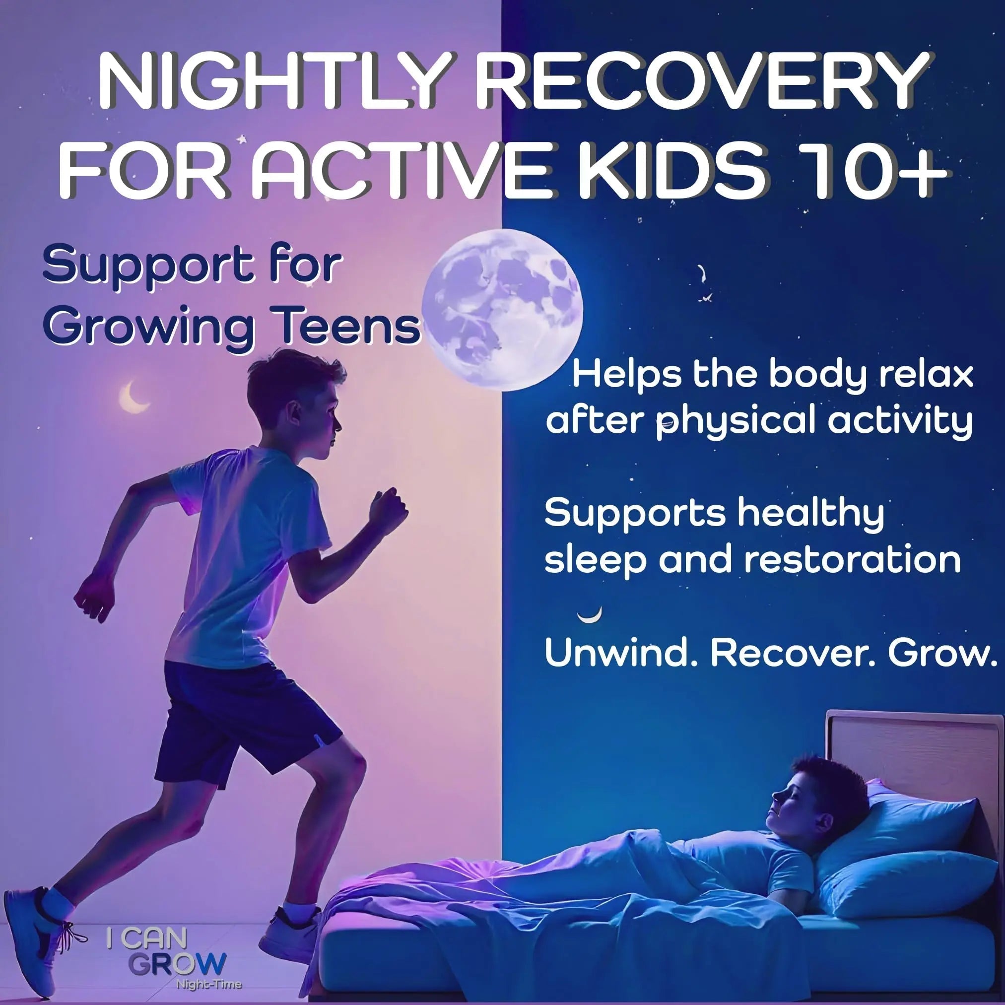 I Can Grow NightTime Kids Vitamins Multivitamin Sleep Aid | Magnesium for Kids with Magnesium Bisglycinate | Natural Calm & Recovery | Fawelo Au supplements
