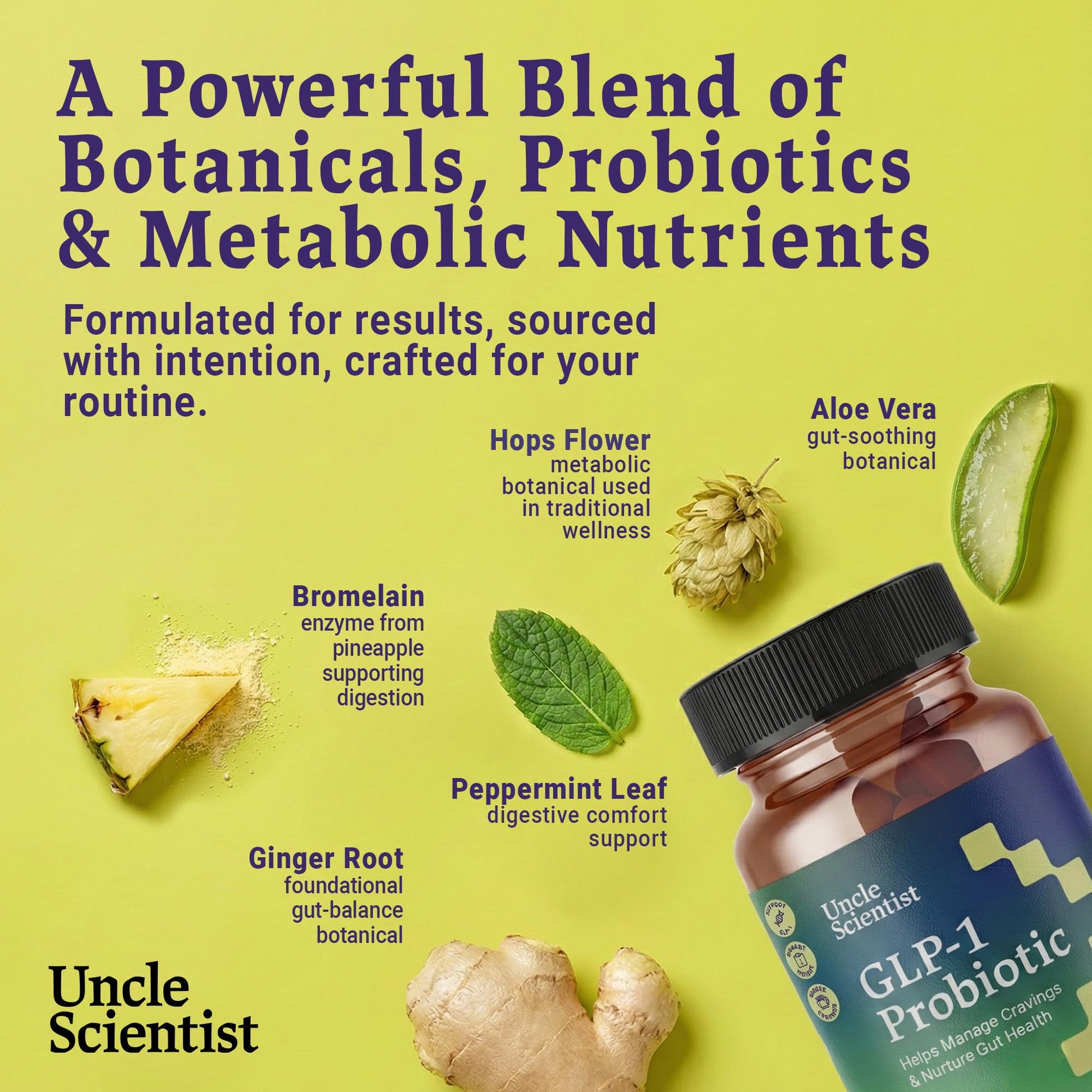 Uncle Scientist GLP-1 Probiotic Dietary Supplement, Supports Healthy Appetite and Metabolic Function - Chromium, Green Tea, Cinnamon, Probiotics & Herbal Blend, 60 Capsules (30-Day Supply) Uncle Scientist Au supplements