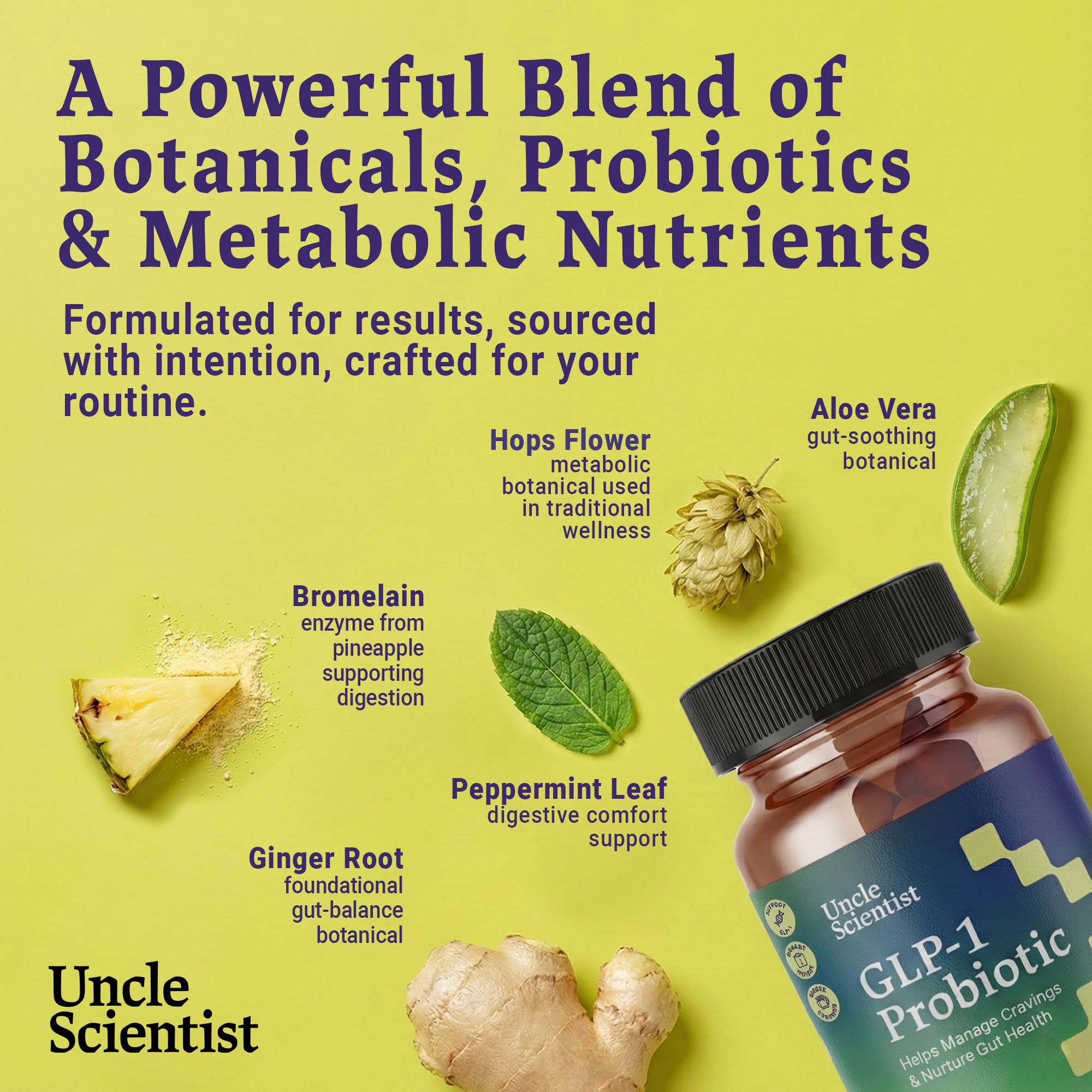 Uncle Scientist GLP-1 Probiotic Dietary Supplement, Supports Healthy Appetite and Metabolic Function - Chromium, Green Tea, Cinnamon, Probiotics & Herbal Blend, 60 Capsules (30-Day Supply) Uncle Scientist Au supplements