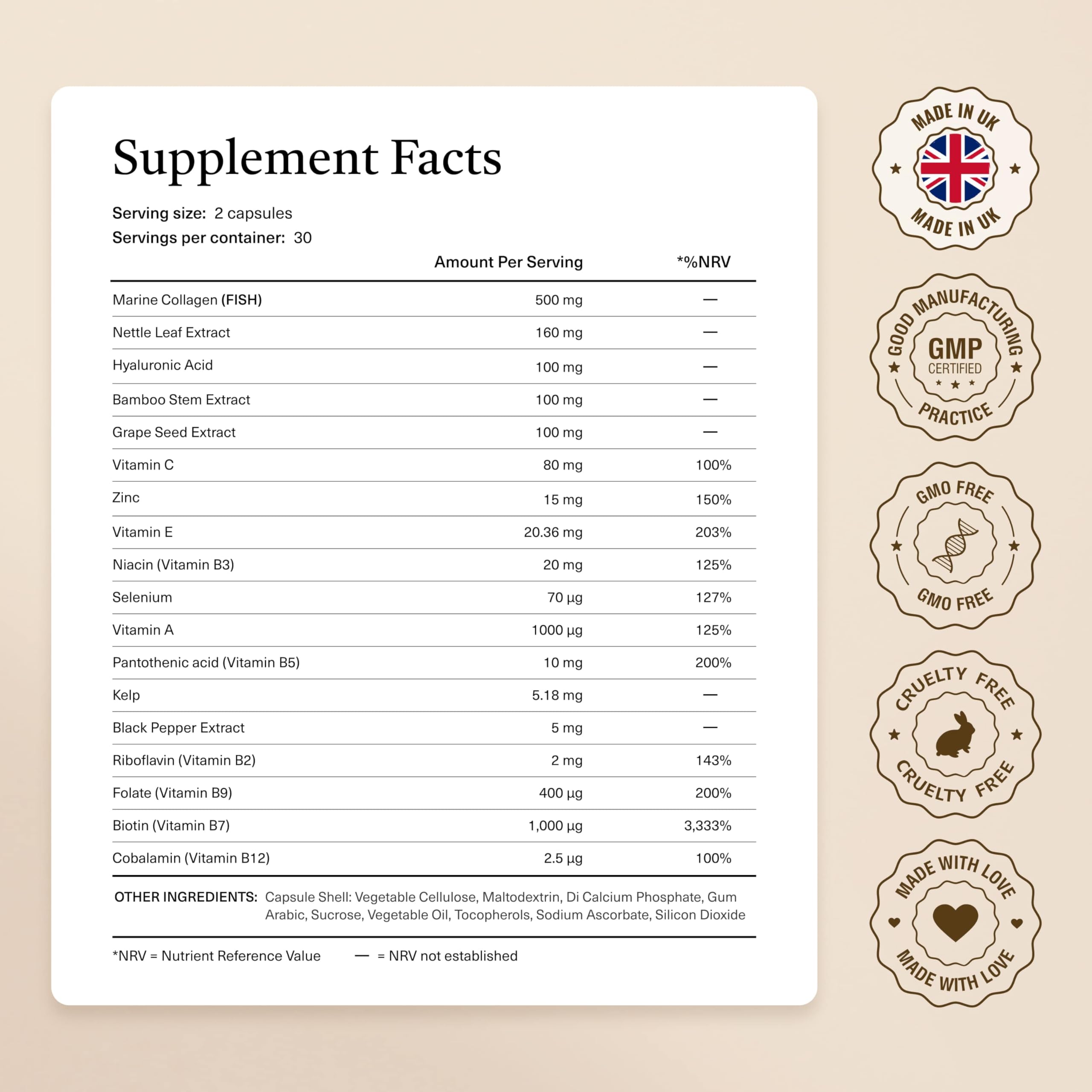 18-in-1 Hair Growth Supplement | Collagen, Hyaluronic Acid, Nettle, Silica, Biotin, Grape Seed Extract, Bamboo | Stronger, Thicker, Longer Hair – Supports Hair Volume, Shine, Scalp & Nail Health kailea Au supplements