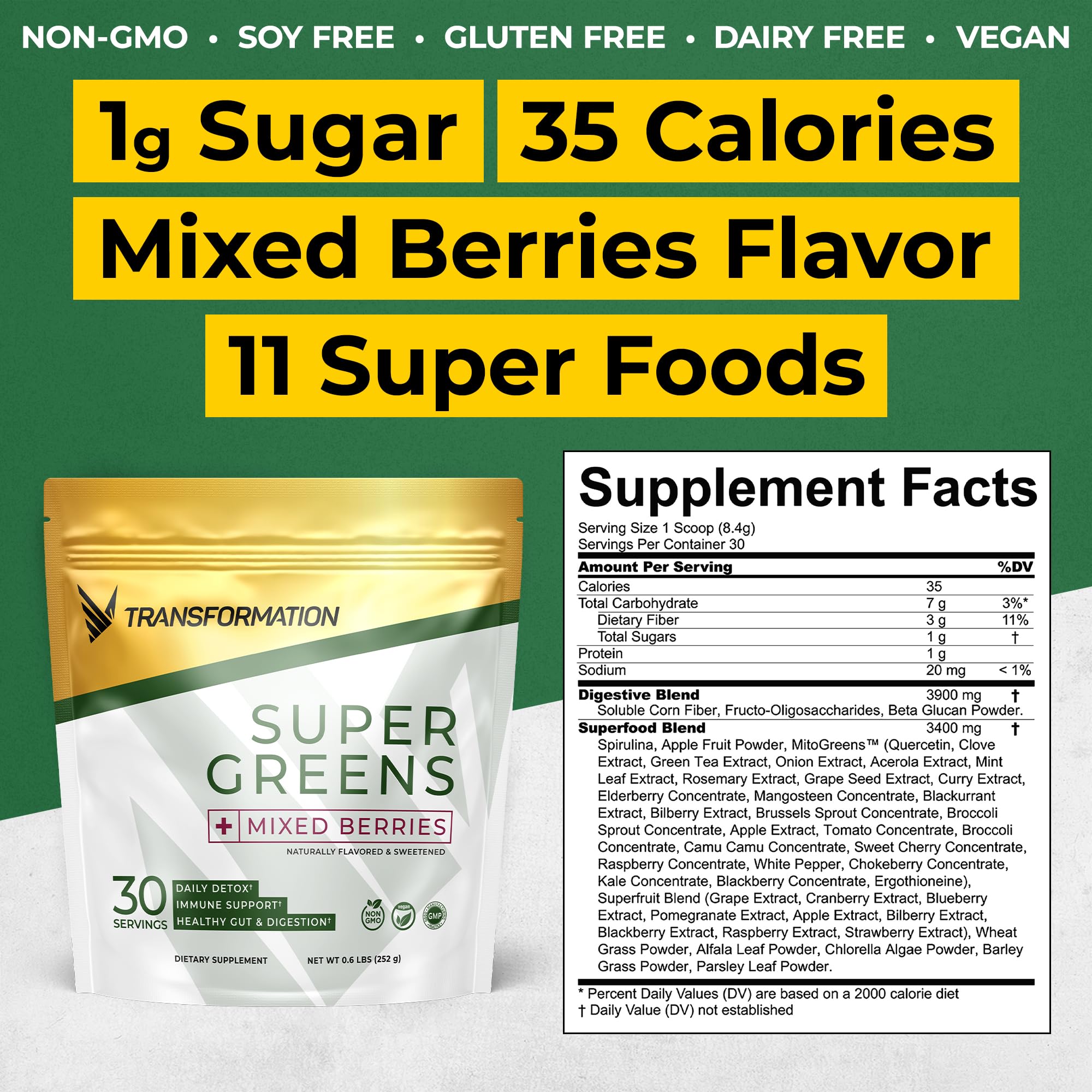 Transformation Super Greens Superfood Powder & Performance Insulated Shaker Bottle | Immune & Energy Support | Made with Natural Ingredients | Detoxifying & Alkalizing Minerals SPR BODY Au supplements