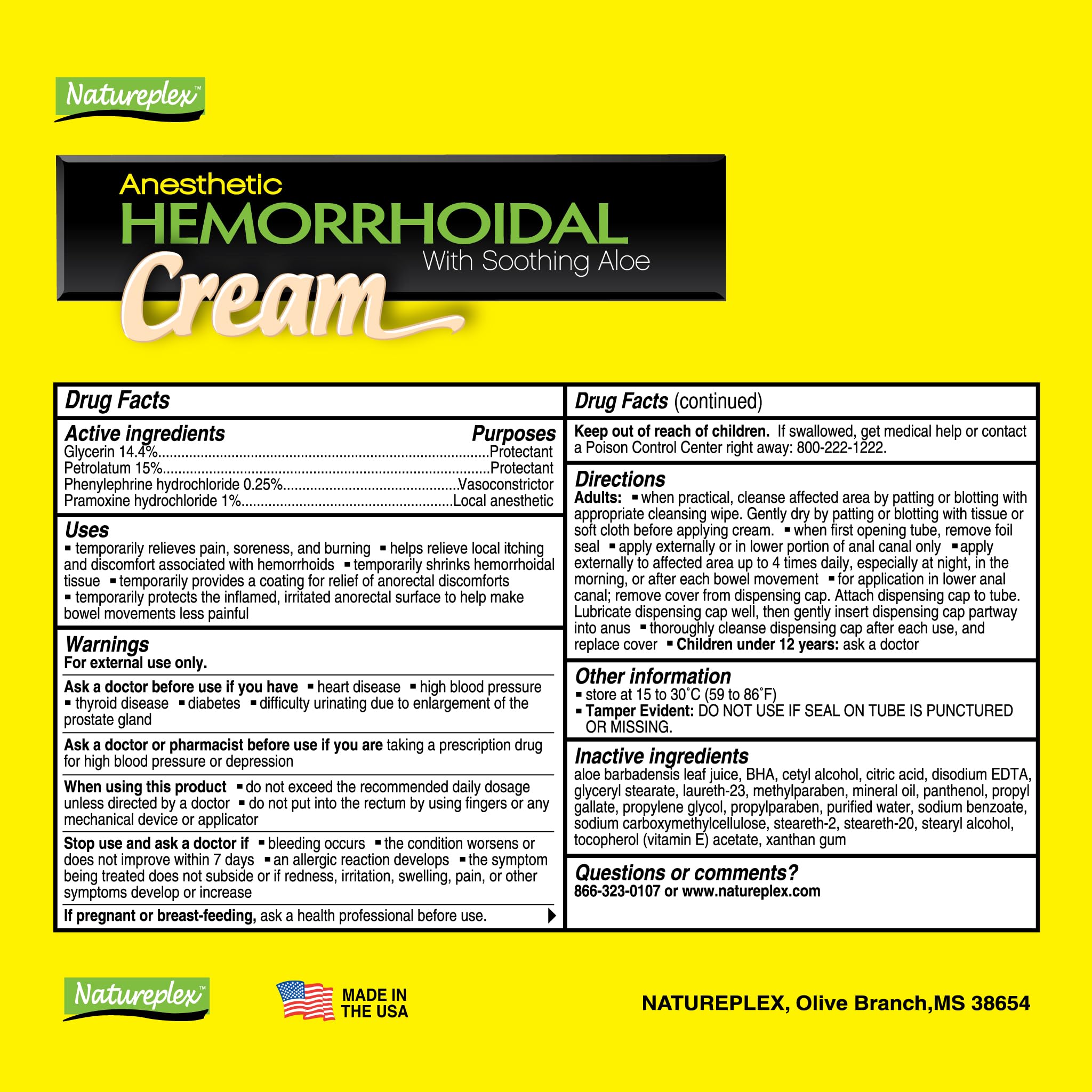 Natureplex Hemorrhoidal Cream for Itching, Burning and Discomfort Relief, 0.9 oz (Pack of 6) - Made in USA Natureplex Au supplements