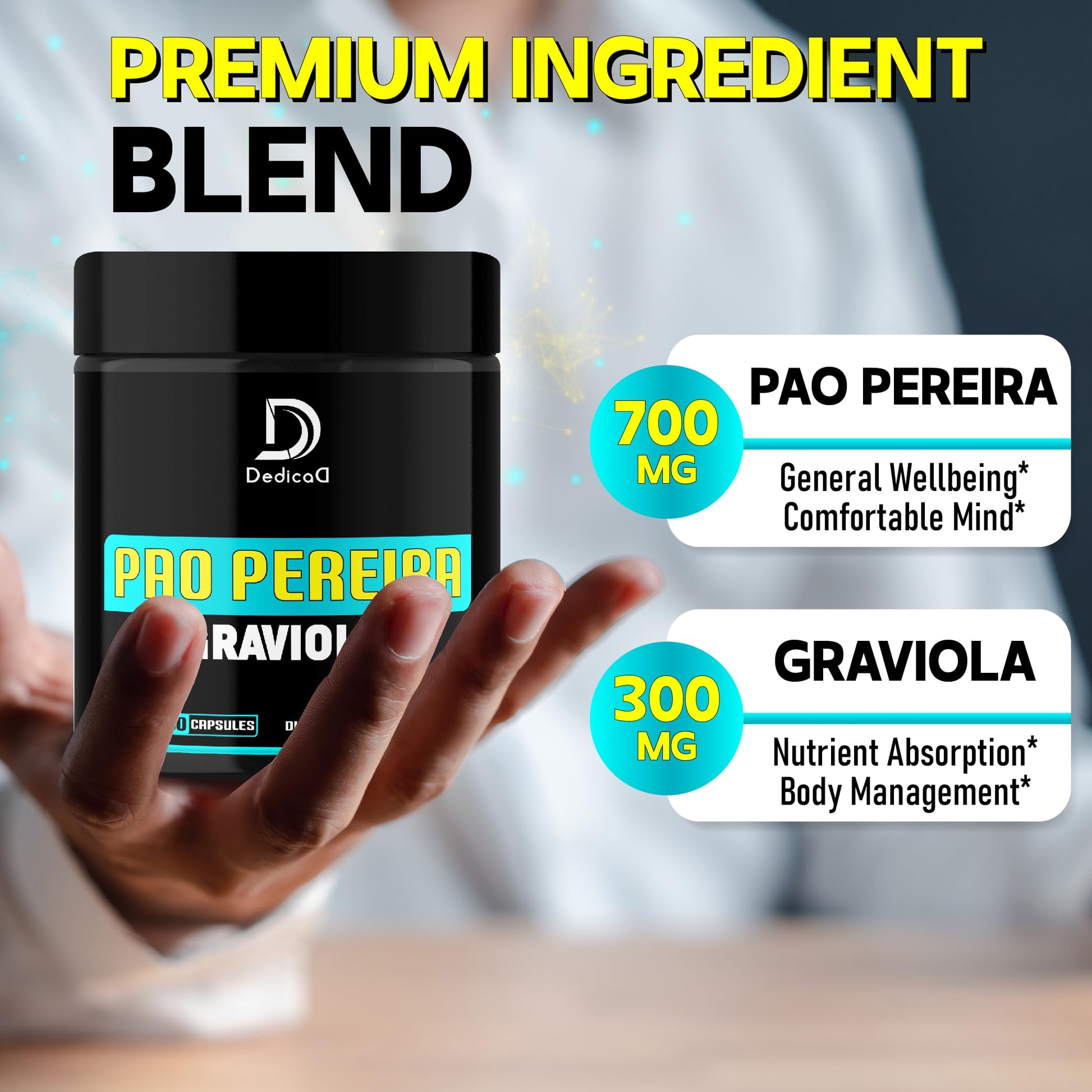 DEDICAD Pao Pereira Bark Extract and Graviola Soursop - 150 Capsules Supply DEDICAD Au supplements