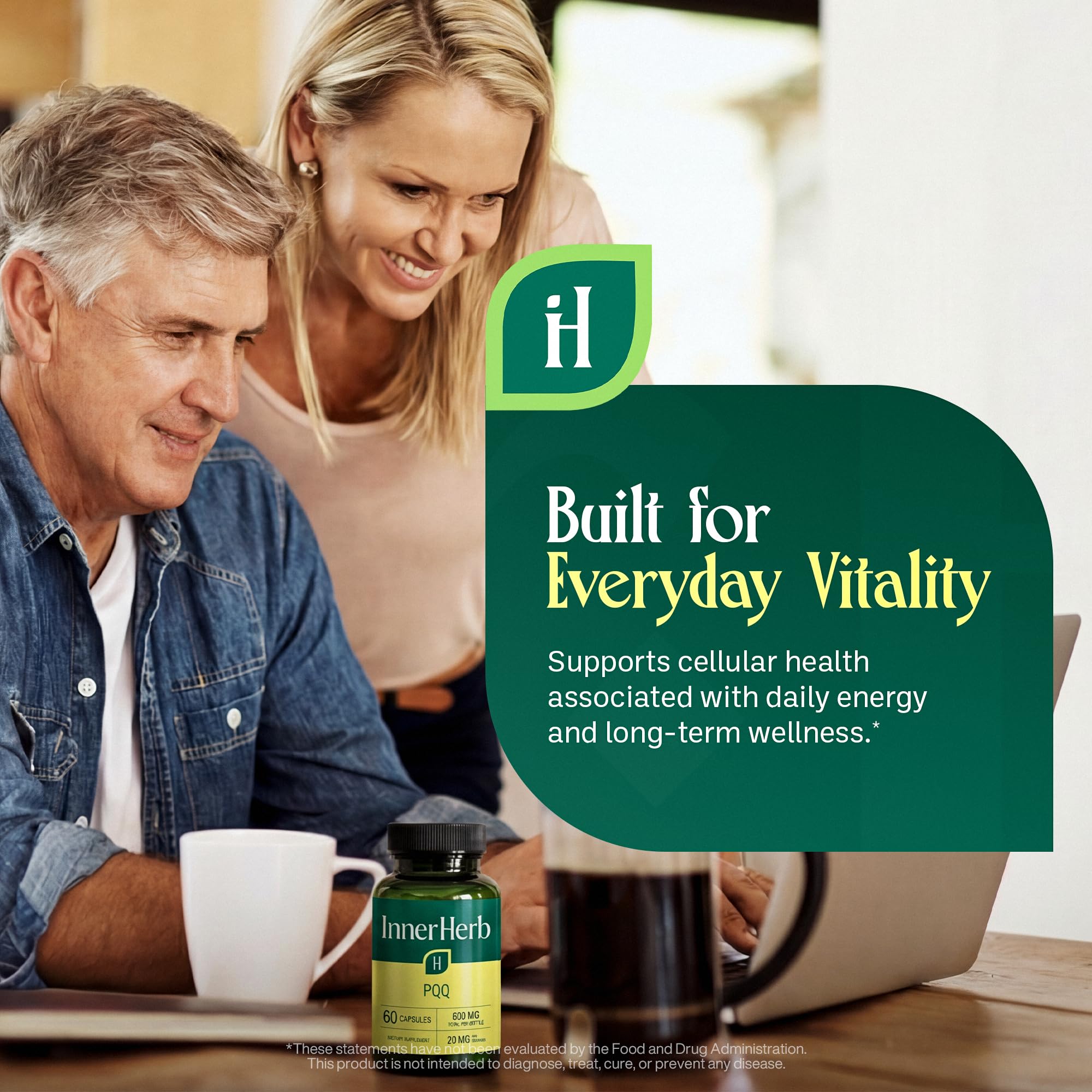 InnerHerb Pyrroloquinoline Quinone PQQ Daily Capsule - Supplement for Adults (60 Capsules, 30 Servings) (20mg Per Serving) InnerHerb Au supplements