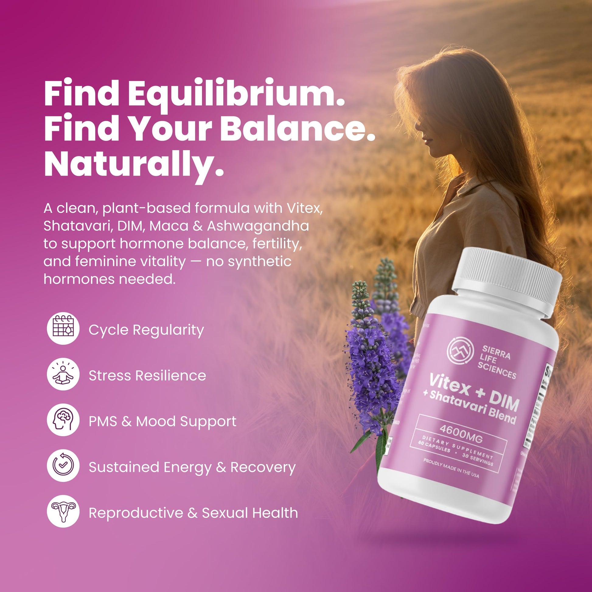 SIERRA LIFE SCIENCES Hormonal Balance Blend for Women – Vitex, DIM, Shatavari + Adaptogenic Support – Menstrual & Menopause Relief – Vegan, Clean-Label Formula – 4600mg – 60 Capsules SIERRA LIFE SCIENCES Au supplements