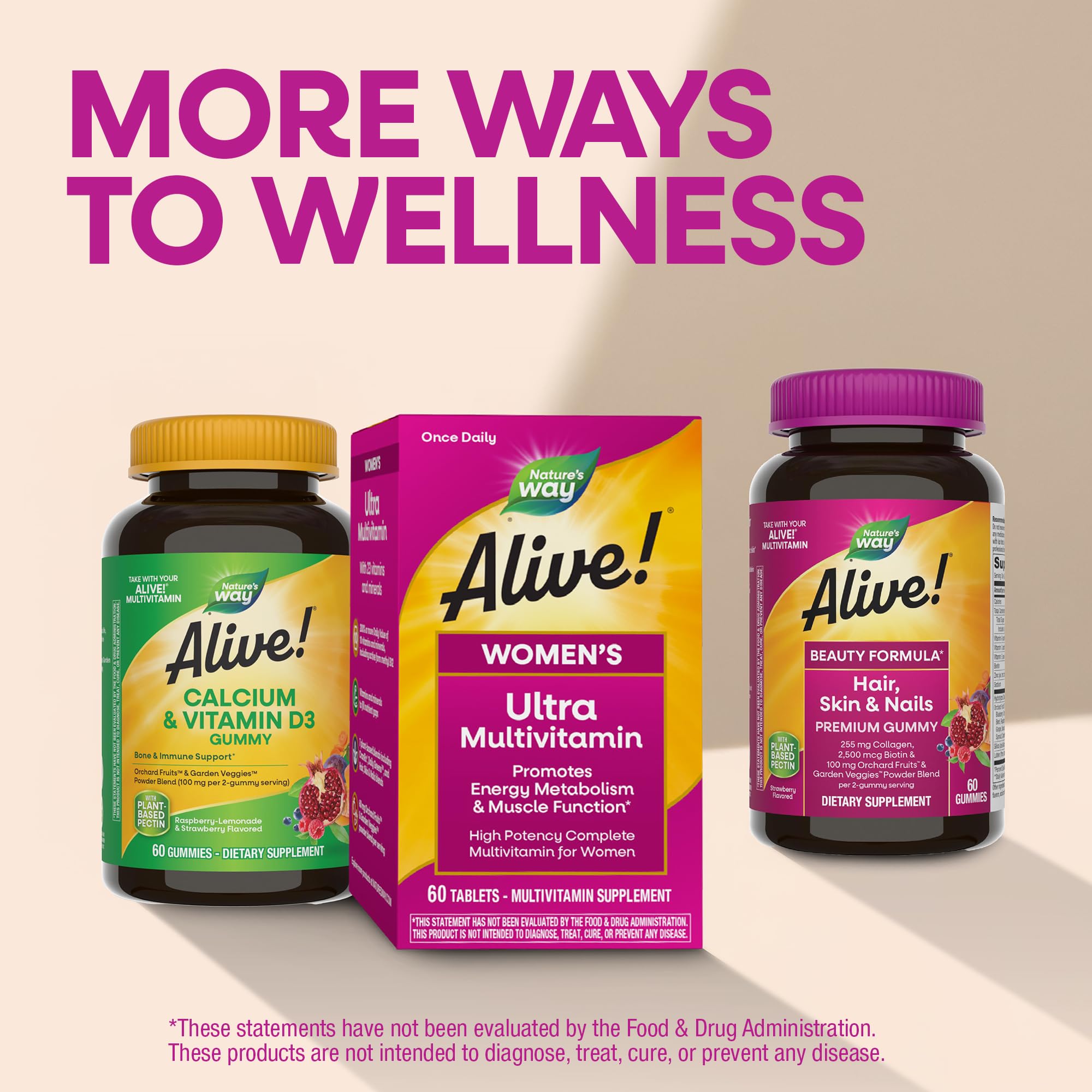 Nature's Way Alive! Ultra Multivitamin for Women, Complete Daily Women's Vitamins, High Potency Formula, Promotes Energy Metabolism and Muscle Function*, Vitamin A, C, D, Methylated B12, 60 Tablets Nature's Way Au supplements
