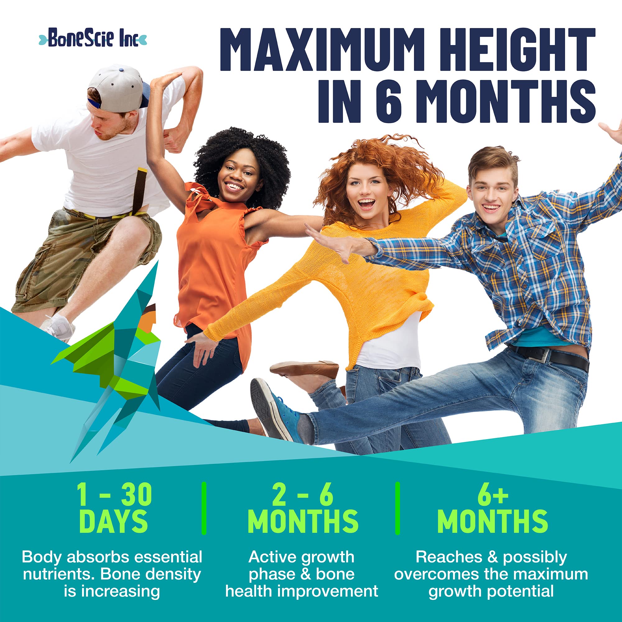 Height Growth Maximizer - Made in USA - Natural Height Increase Booster & Bone Growth Pills - Grow Taller Supplement for Adults, Teens & Kids - Vitamins for Boys & Girls to Get Taller - 120 capsules BONESCIE INC Au supplements
