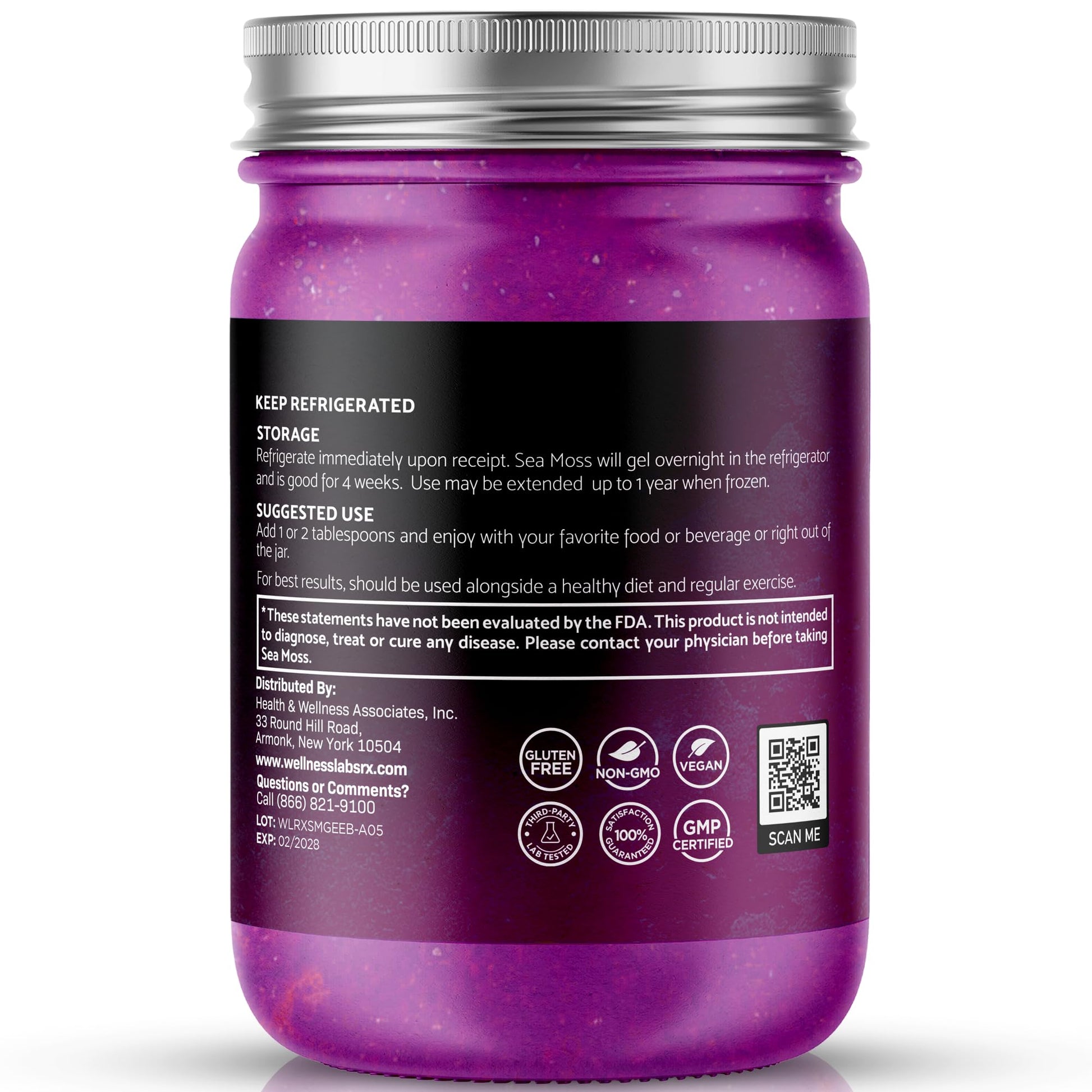 WELLNESS LABSRX Irish Sea Moss Gel Raw - Wildcrafted Superfood Seamoss Gel - Elderberry Flavor, Vitamin and Mineral-Rich from Pristine Caribbean Waters, Immune and Digestive Health Support - 10 oz. WELLNESS LABSRX Au supplements