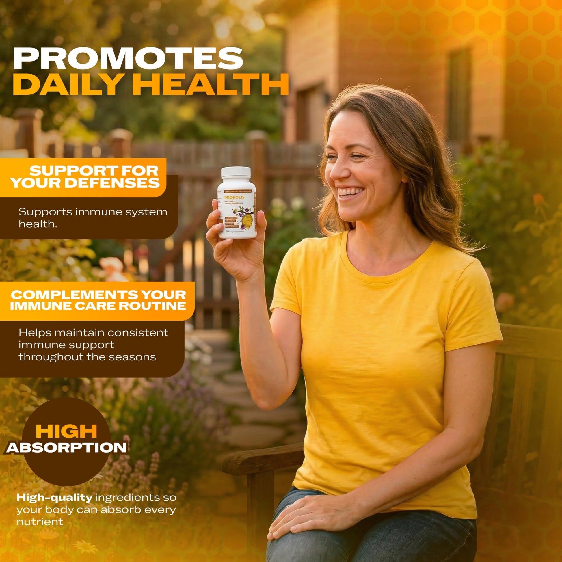 Only Nutri Labs Bee Propolis Dietary Supplement, with Elderberry, Echinacea, Vitamin C and Beta Glucans - Daily Wellness Capsules for Adults (60 Count) Only Nutri Labs Au supplements