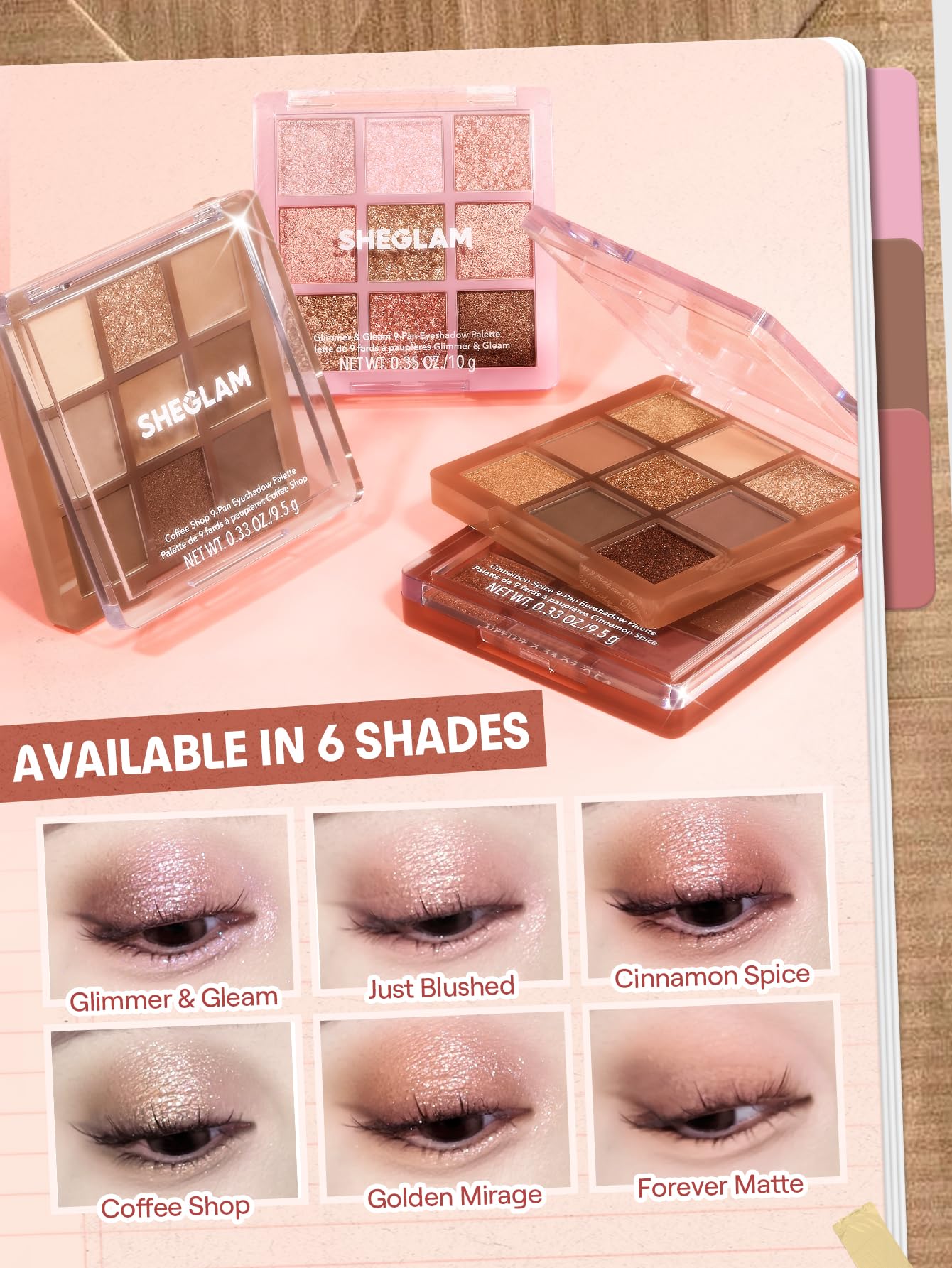 SHEGLAM Eyeshadow Palette 9-Color Ultra-pigmented Shimmer & Matte Shades, Vegan & Cruelty-free-Coffee Shop SHEGLAM Au supplements