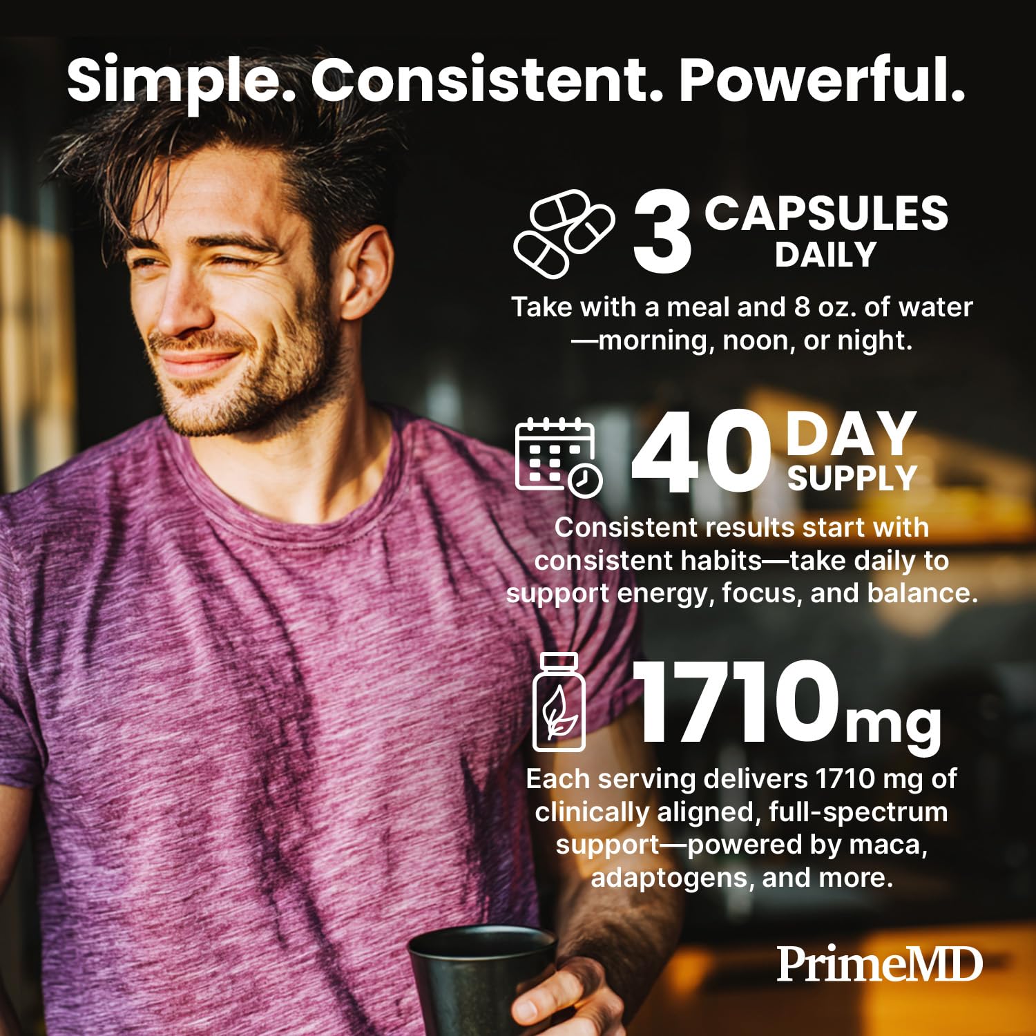 6-in-1 Organic Maca Root Ashwagandha Capsules 1710mg with DHEA and Black Pepper Fruit Extract for Women and Men - Black Maca Supplement for Stamina, Bone and Mood Support Supplement, 120ct (Pack of 3) PrimeMD Au supplements