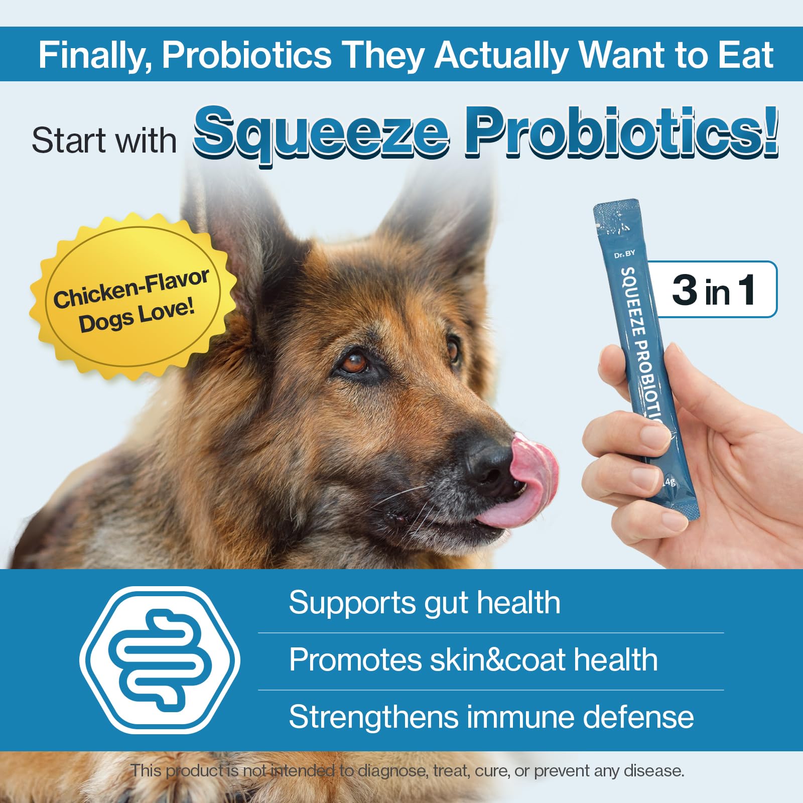 Doctor By Squeeze Probiotics for Dogs Gut Health Immunity Skin&Allergy Care Diarrhea Relief Digestive Stomach Support with L. crispatus KT-11 Lickable Paste Formula Individually Packaged, Chicken Doctor By Au supplements