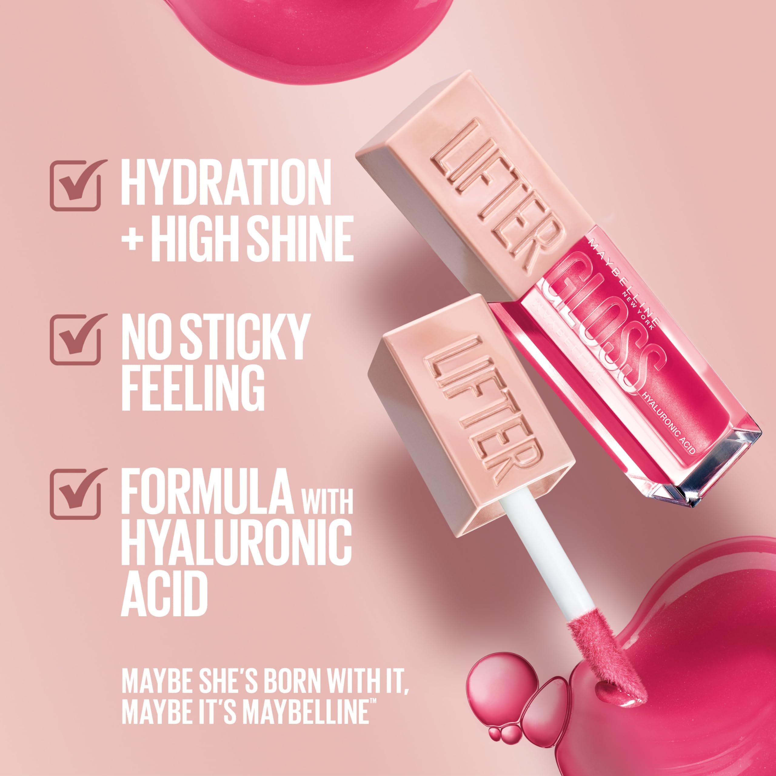 Maybelline Lifter Gloss, Hydrating Lip Gloss with Hyaluronic Acid, High Shine for Plumper Looking Lips, Opal, Pink Neutral, 0.18 Ounce MAYBELLINE Au supplements