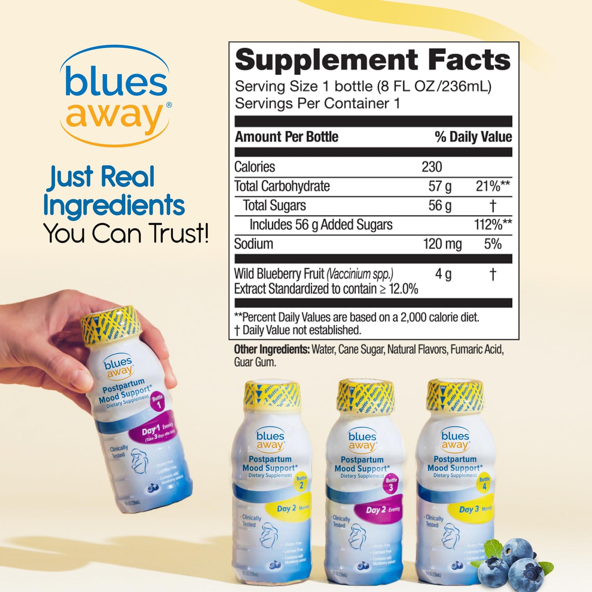Blues Away Postpartum Mood Support Drink - Breastfeeding Friendly Postnatal Hormone Balance for Women - 3-Day Liquid Dietary Stress Support Shake [4 Bottles] Blues Away Au supplements