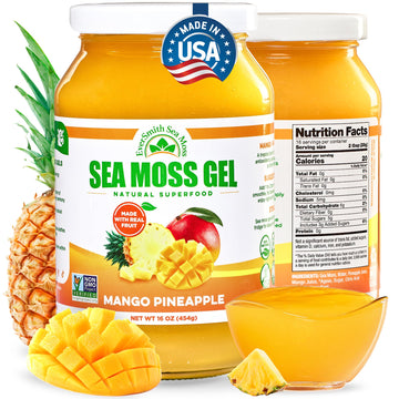 EverSmith Organics - Wildcrafted Irish Sea Moss Gel | Made in USA | Rich in Vitamins & Minerals | Sea Moss Gel Raw | Nutritional Supplement | Mango Pineapple (1 Jar) EverSmith Organics Au supplements