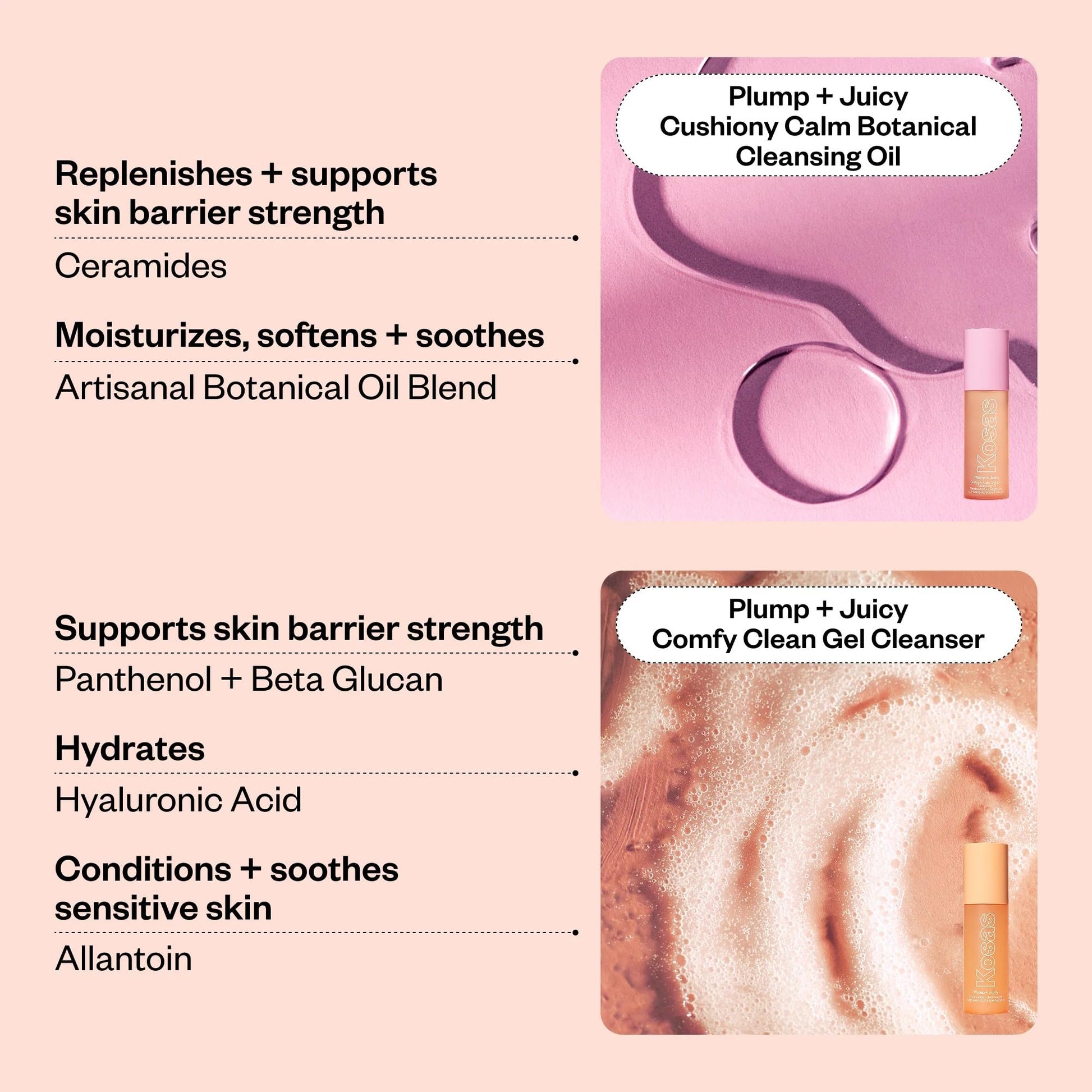 Kosas Mini Plump + Juicy Double Cleansing System — Botanical Oil Cleanser + Gel Cleanser Set, Soap & Sulfate Free, Hydrating Makeup Remover for All Skin Types Kosas Au supplements