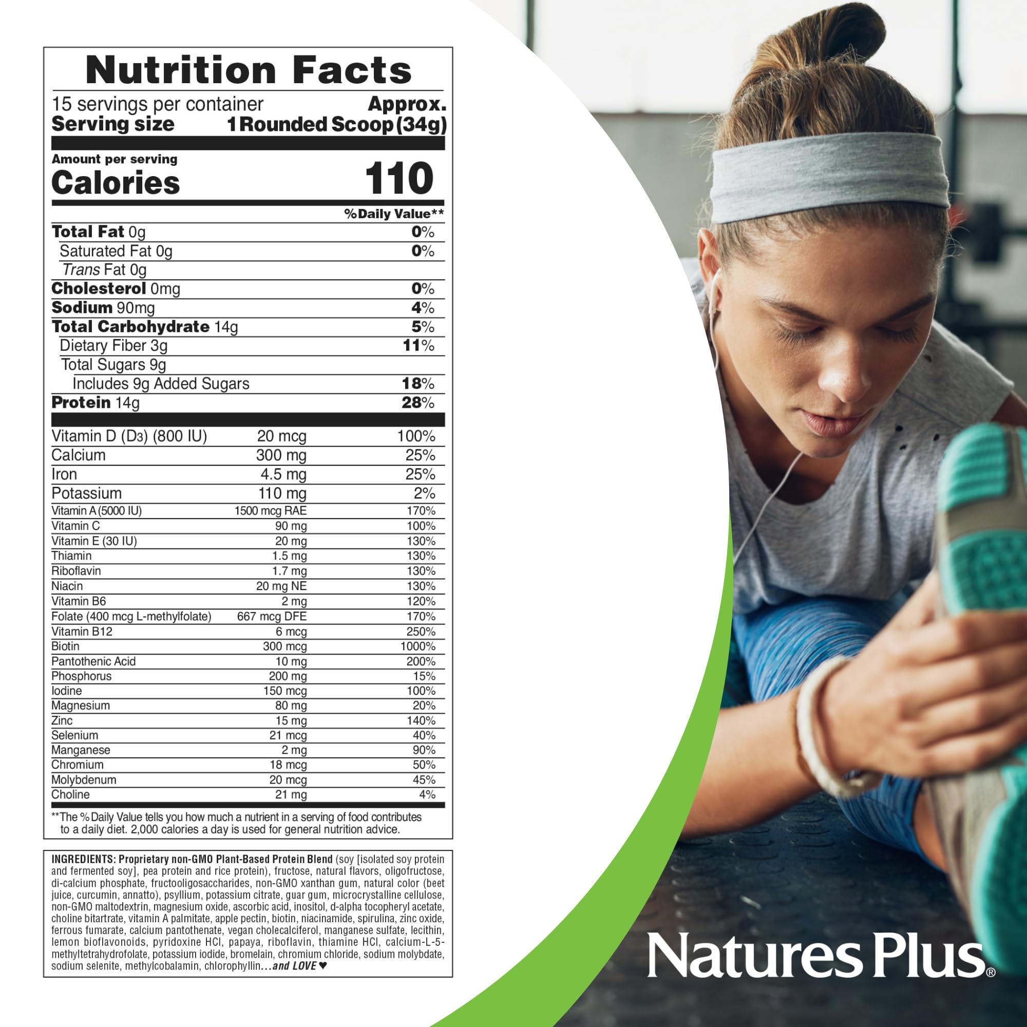 NaturesPlus SPIRU-TEIN, Peaches & Cream - 1.12 lb - Plant-Based Protein Powder - Vitamins & Minerals for Energy - Vegetarian, Gluten Free - 15 Servings NaturesPlus Au supplements