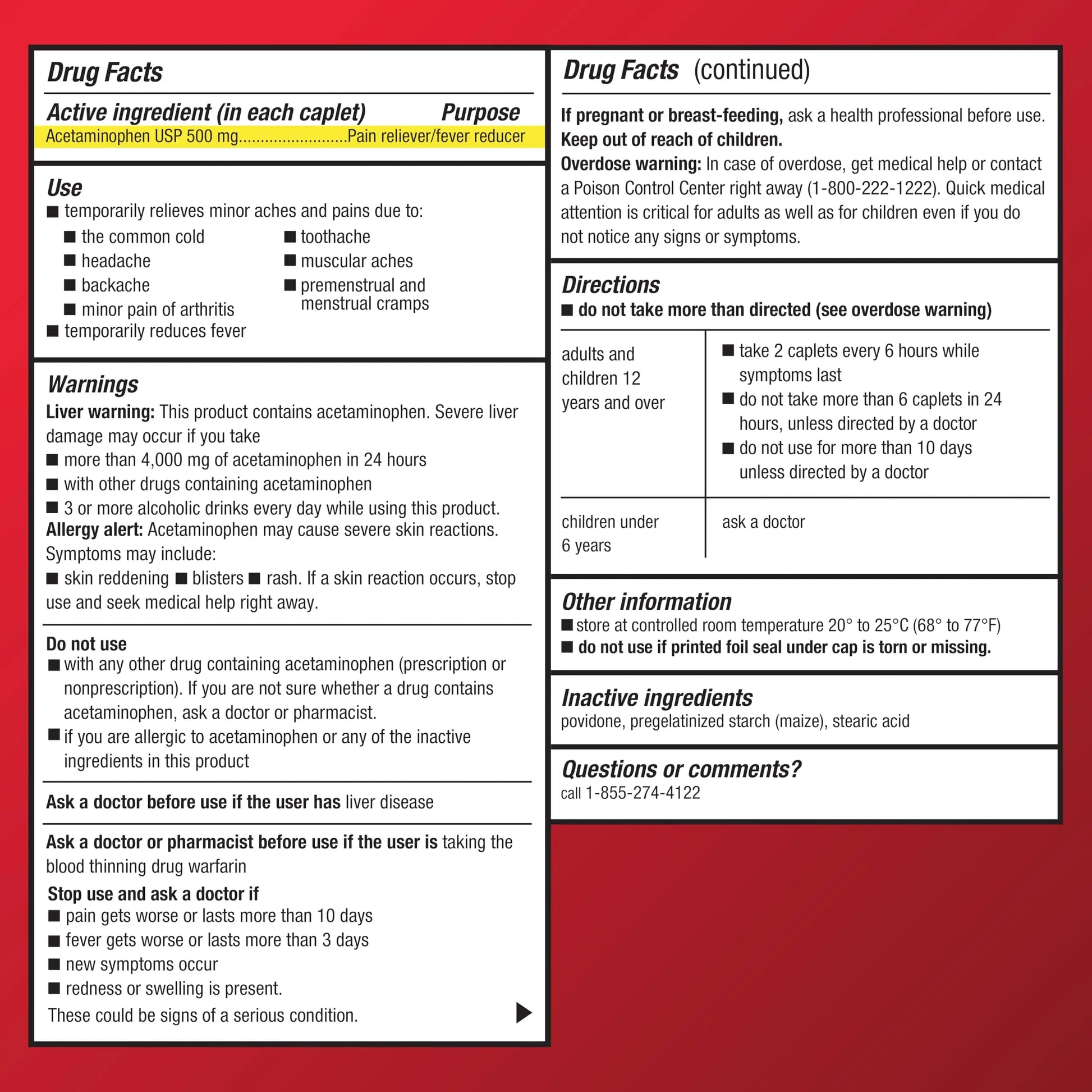 Amazon Basic Care Extra Strength Pain Relief, Acetaminophen Caplets, 500 mg, 200 Count Amazon Basic Care Au supplements