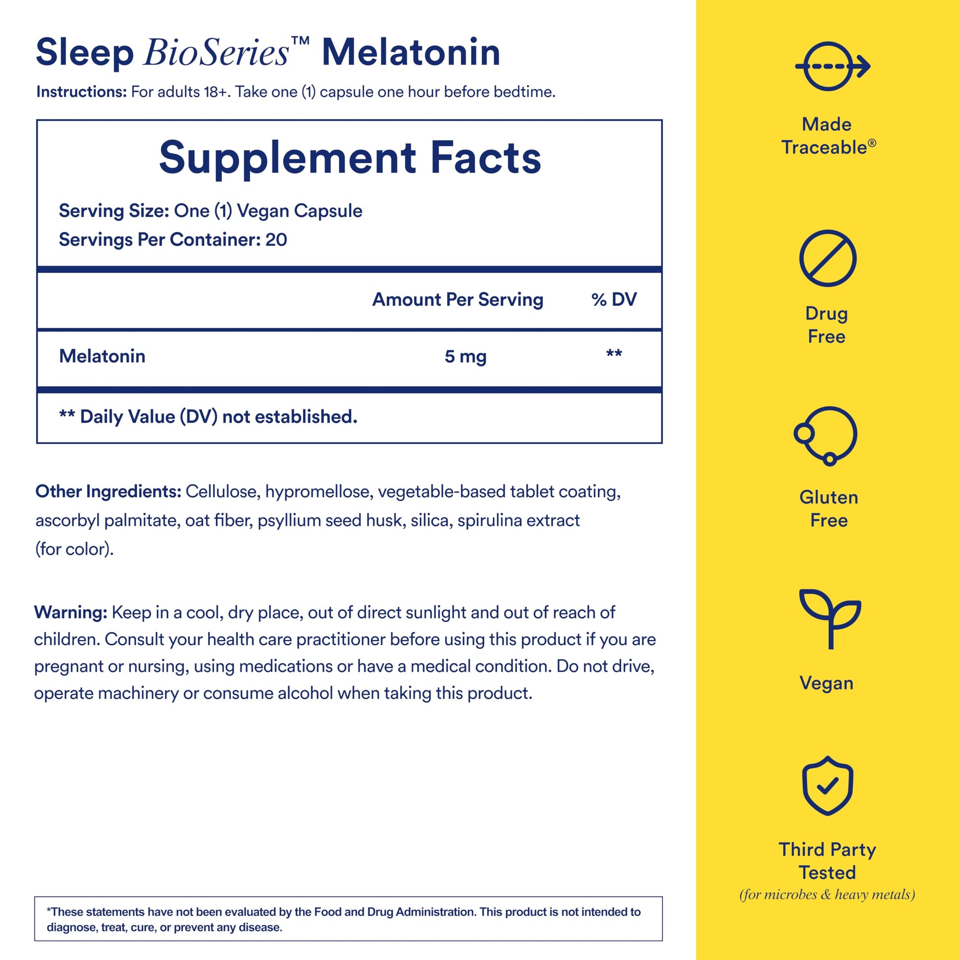 Ritual Sleep BioSeries™ Melatonin: Sleep Aid for Adults, Sleep Supplement with Time Released Capsules, Drug Free Sleep Vitamins for Adults for All Night Sleep Support, 20 Capsules Ritual Au supplements